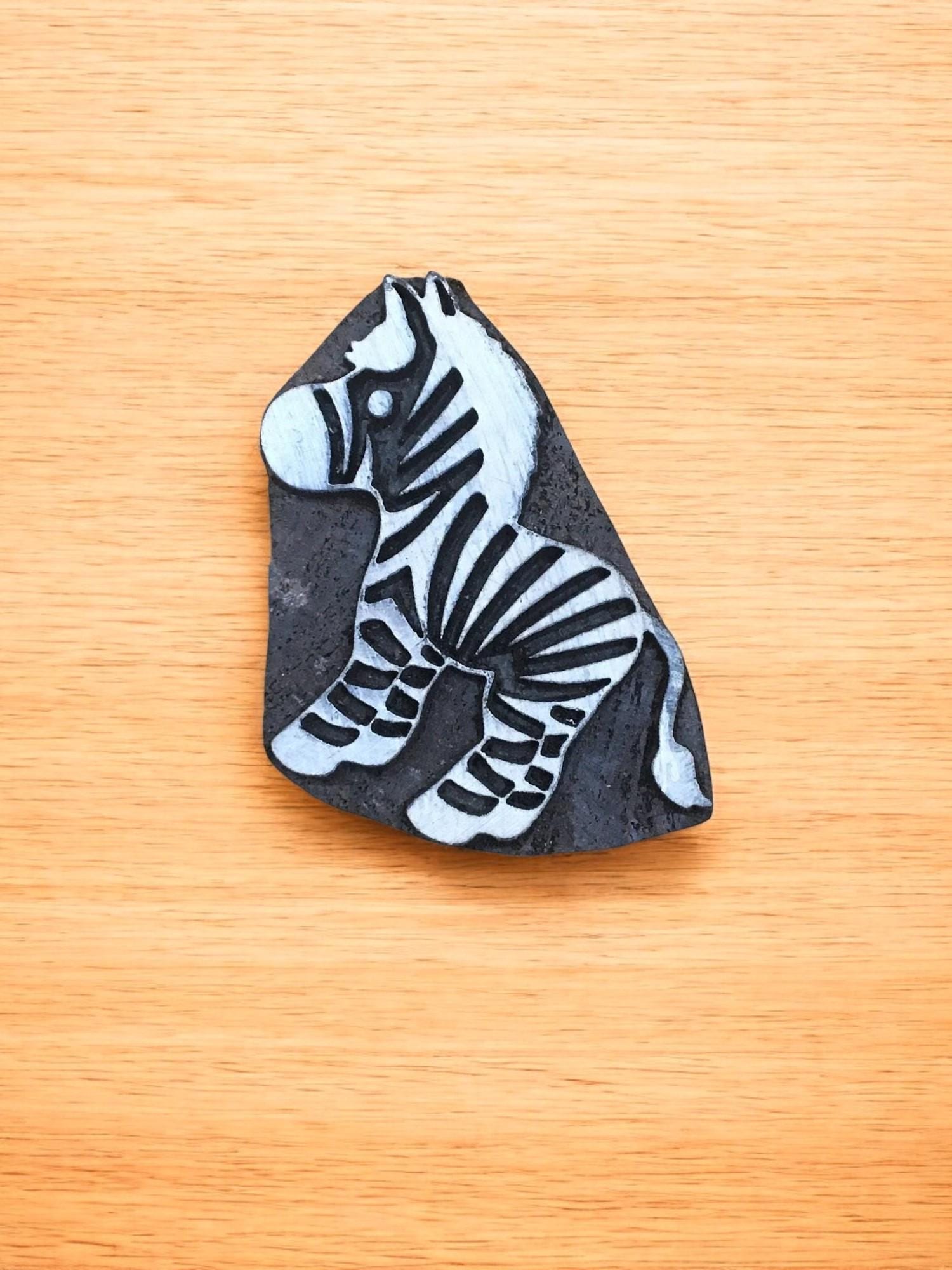Hand Carved Indian Wood Printing Block, Baby Zebra Stamp