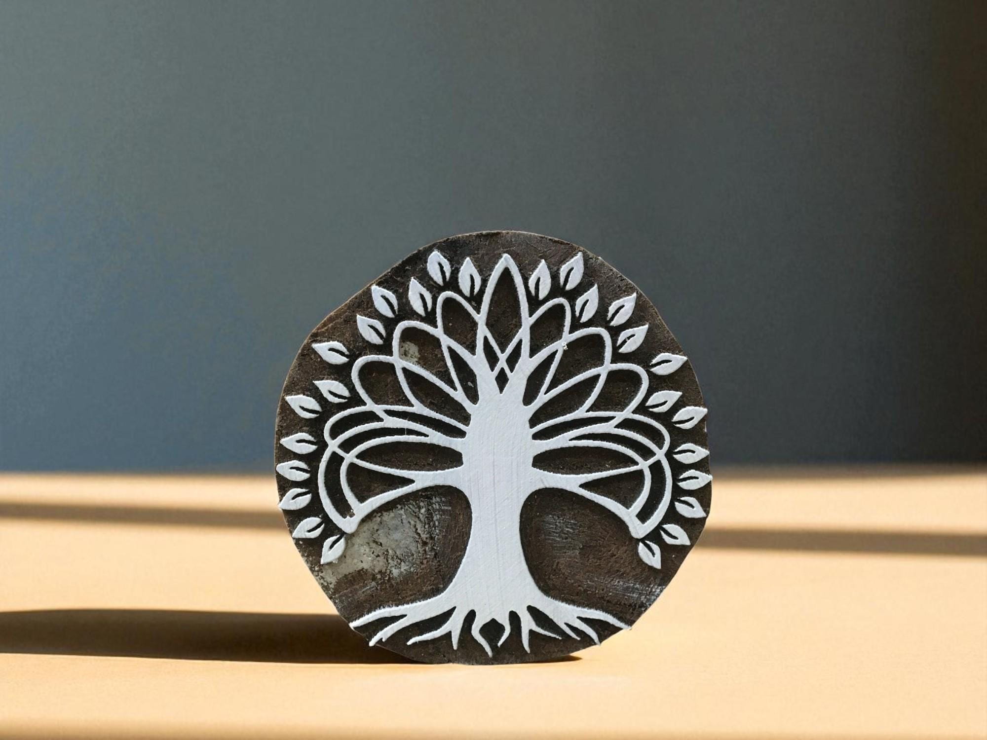 Mandala Tree Indian Wood Stamp, Block Print, Tjaps