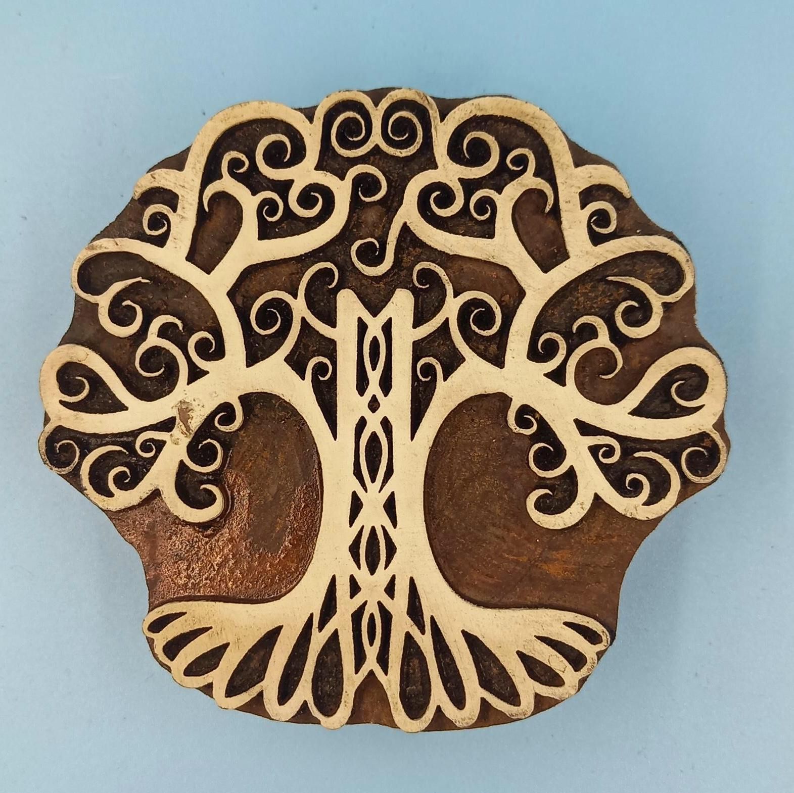 Celtic Tree Wooden Printing Block, Pottery Stamp (10x10cm)