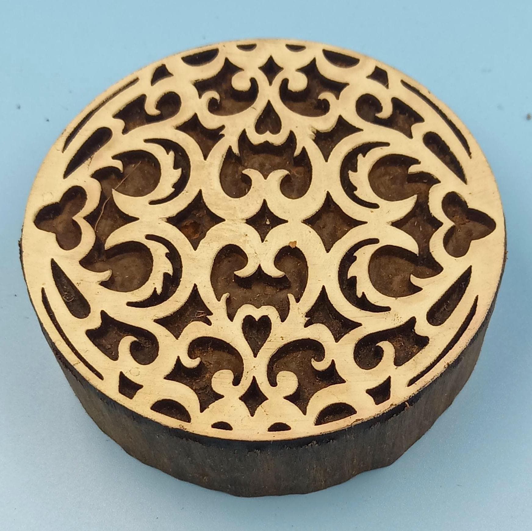 Oriental Mandala Wooden Printing Block Pottery Stamp, Batik Tjaps, Blaudruck stempel