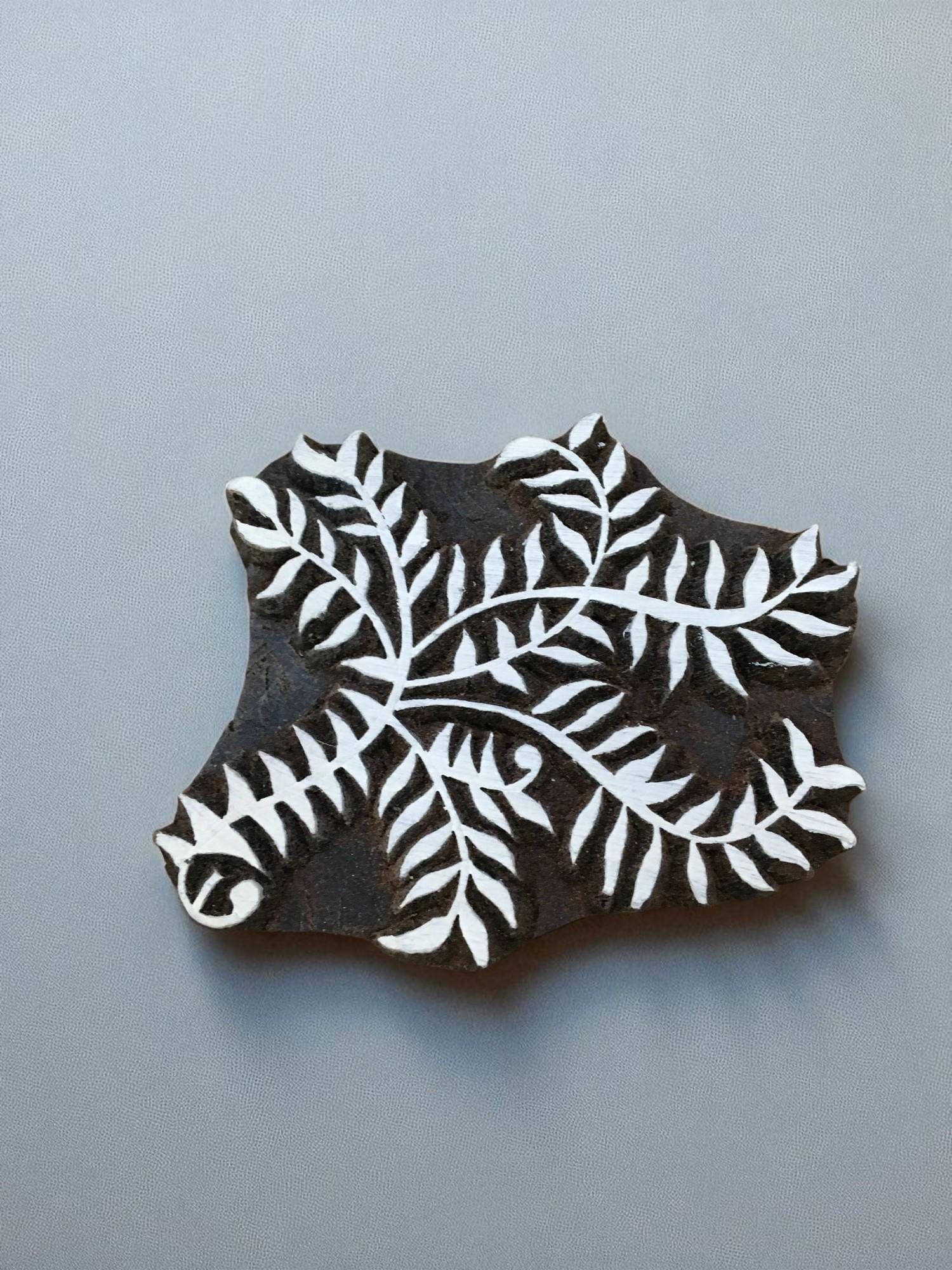 Leaf Cluster Wood Block Stamp, Hand Carved Indian Textile Printing