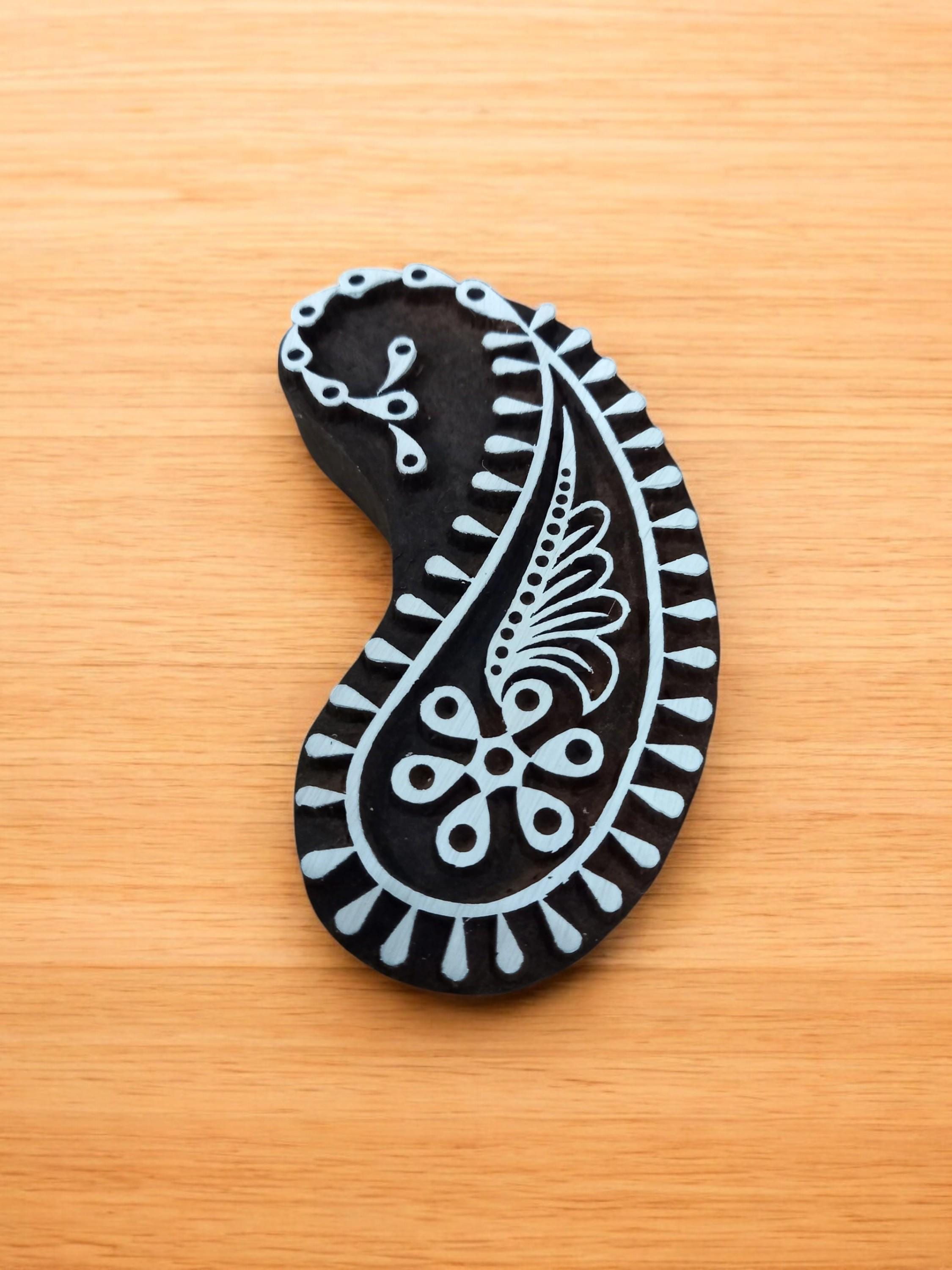 A Long Paisley Stamp ,pottery stamp ceramic mold scrapbooking tjap batik printing floral carved stamps.