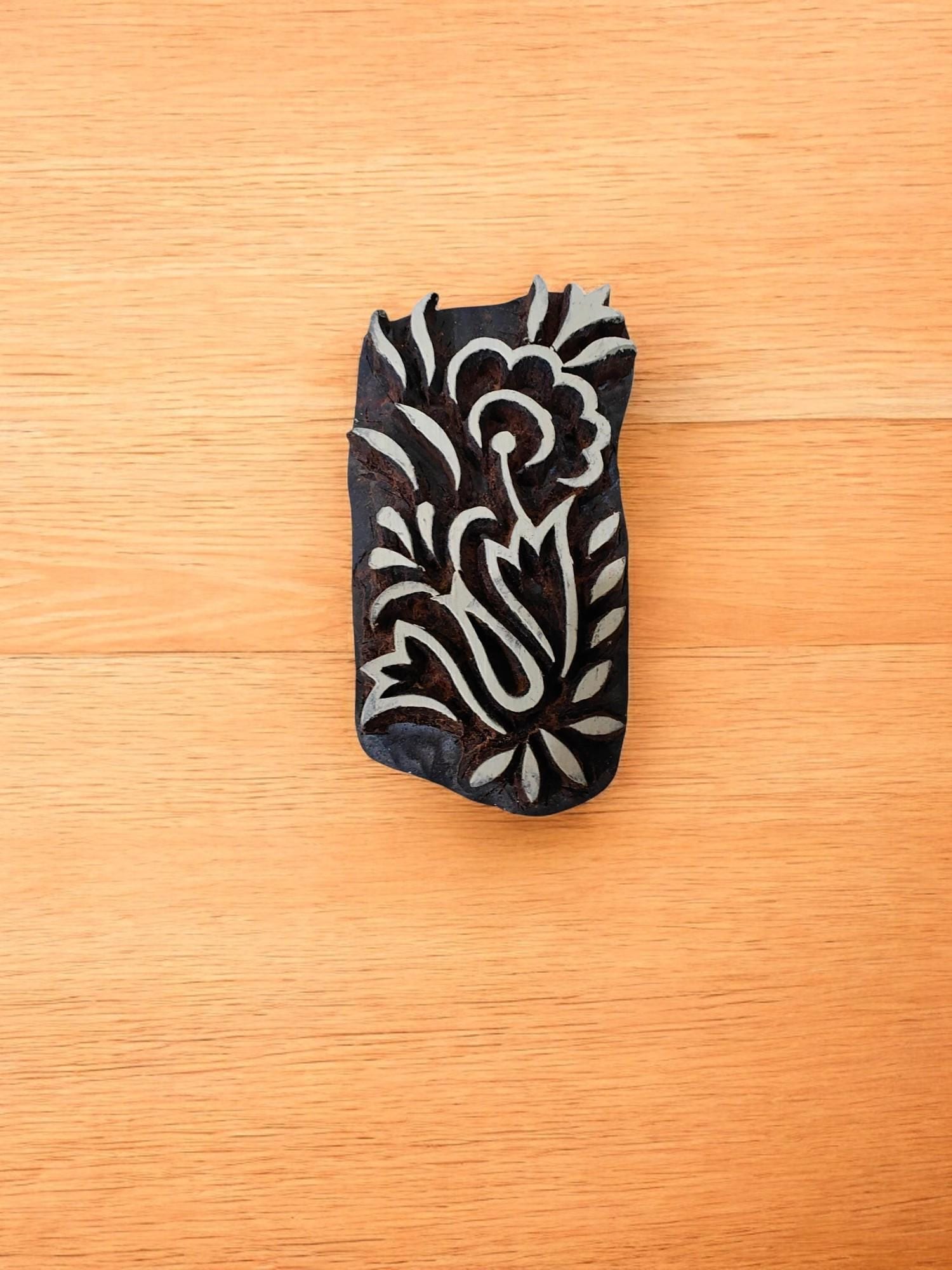 Medium Floral pottery stamp ceramic mold scrapbooking tjap batik printing floral carved stamps.