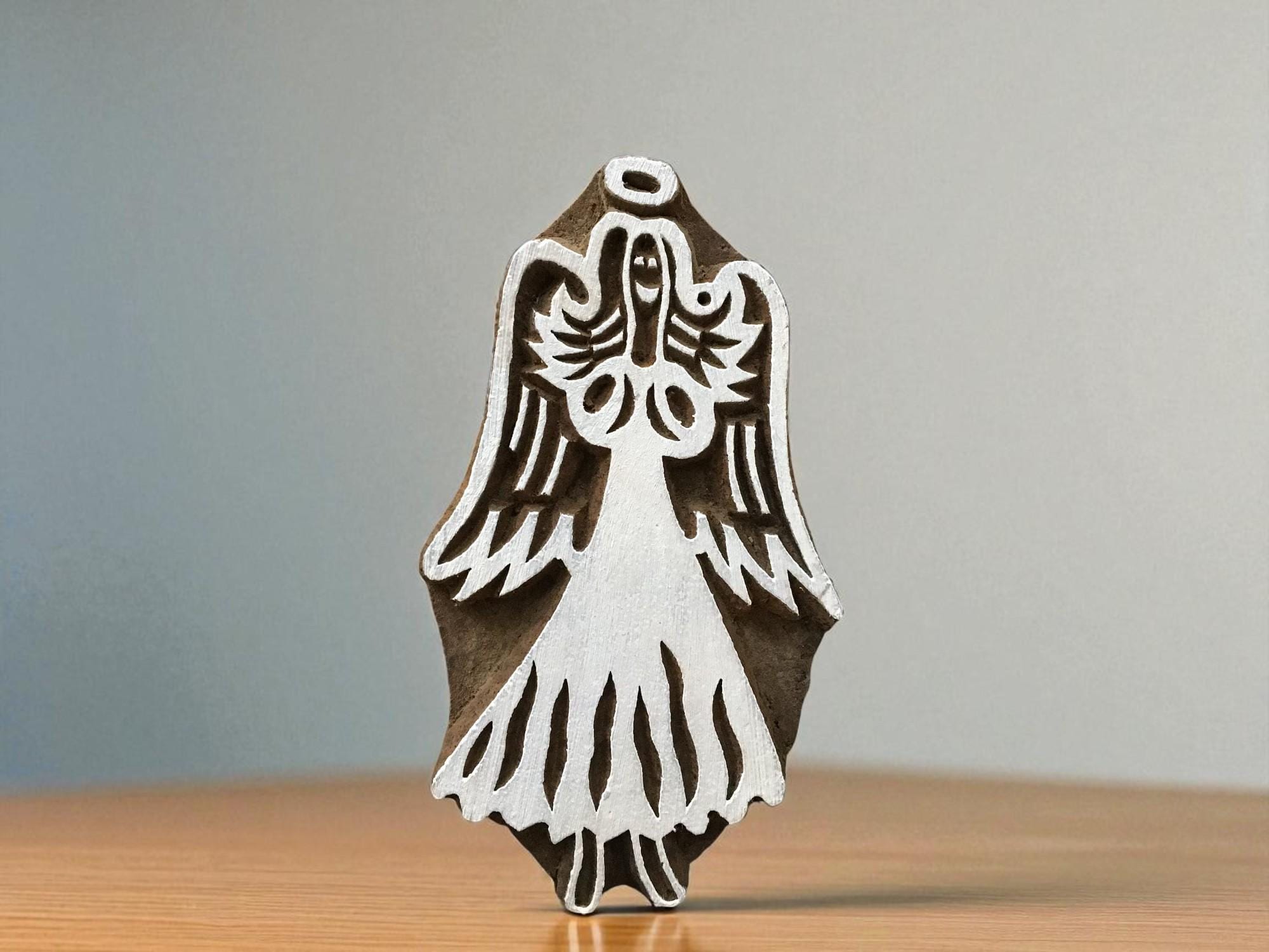 Fairy Printing Block Stamp, Hand Carved Indian Wood, Textile Pottery