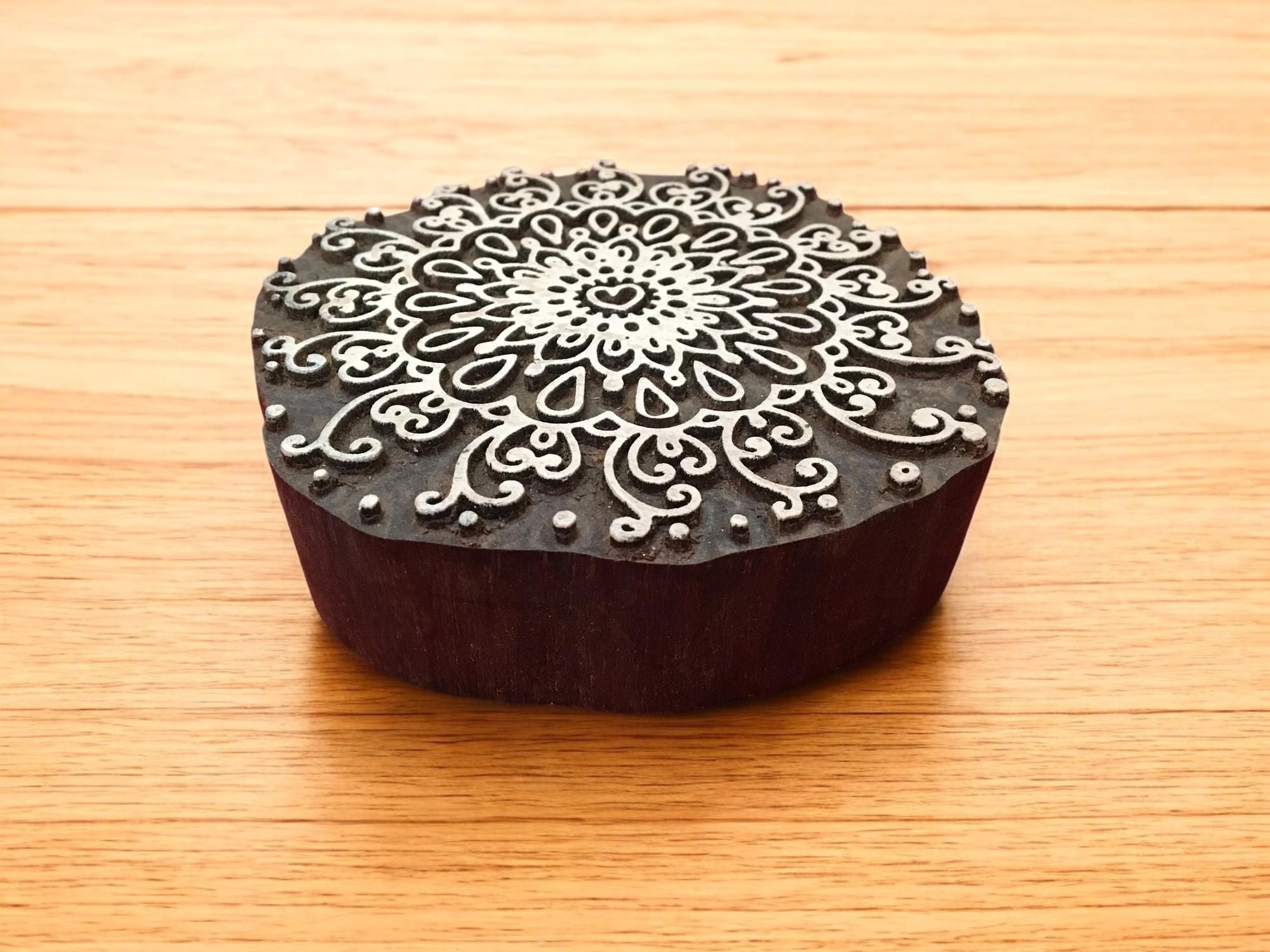 Floral Mandala Wood Stamp - Indian Textile, Pottery Print