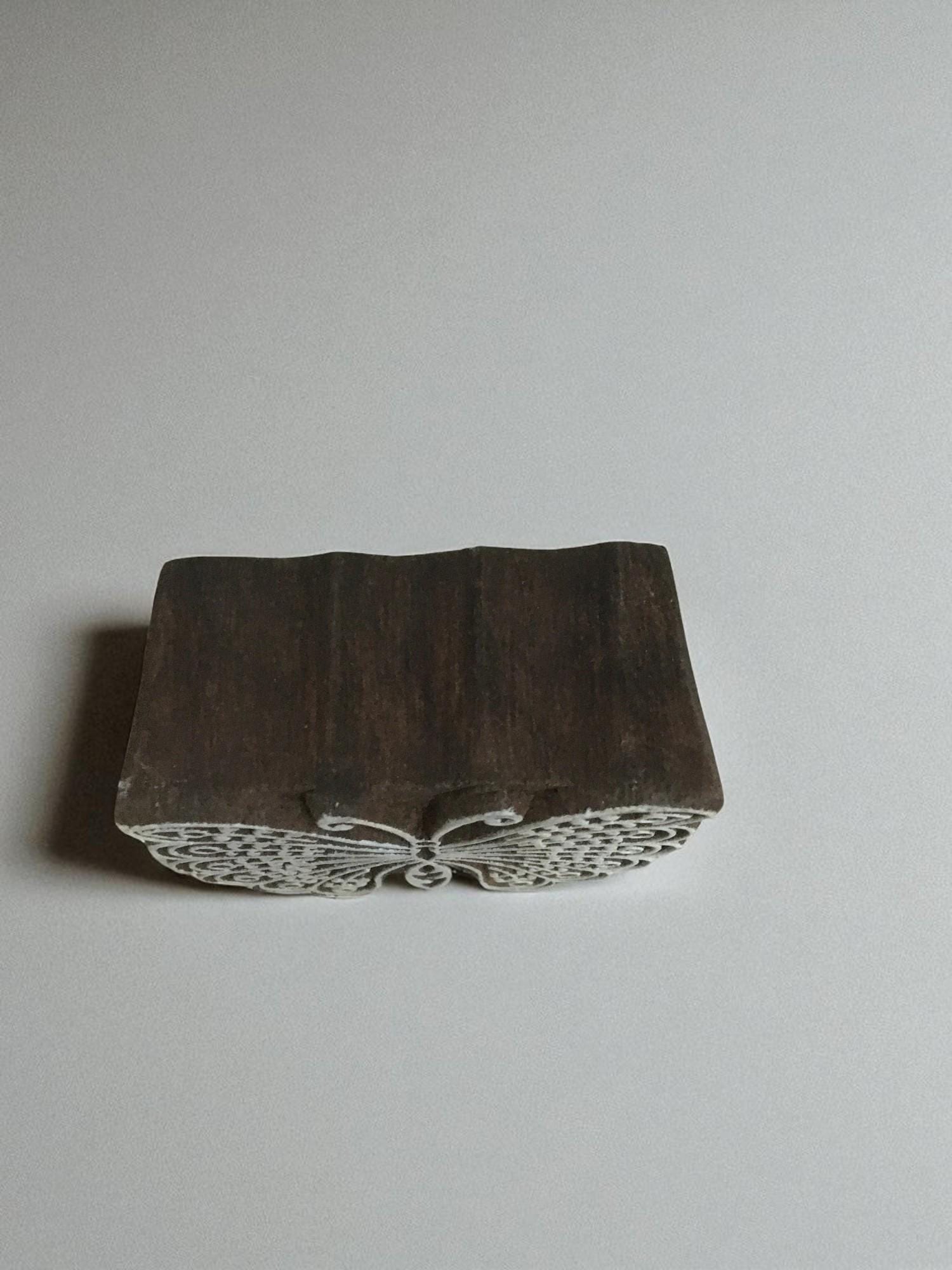 Fair Trade Butterfly Wood Block Print Stamp, Indian Textile Art