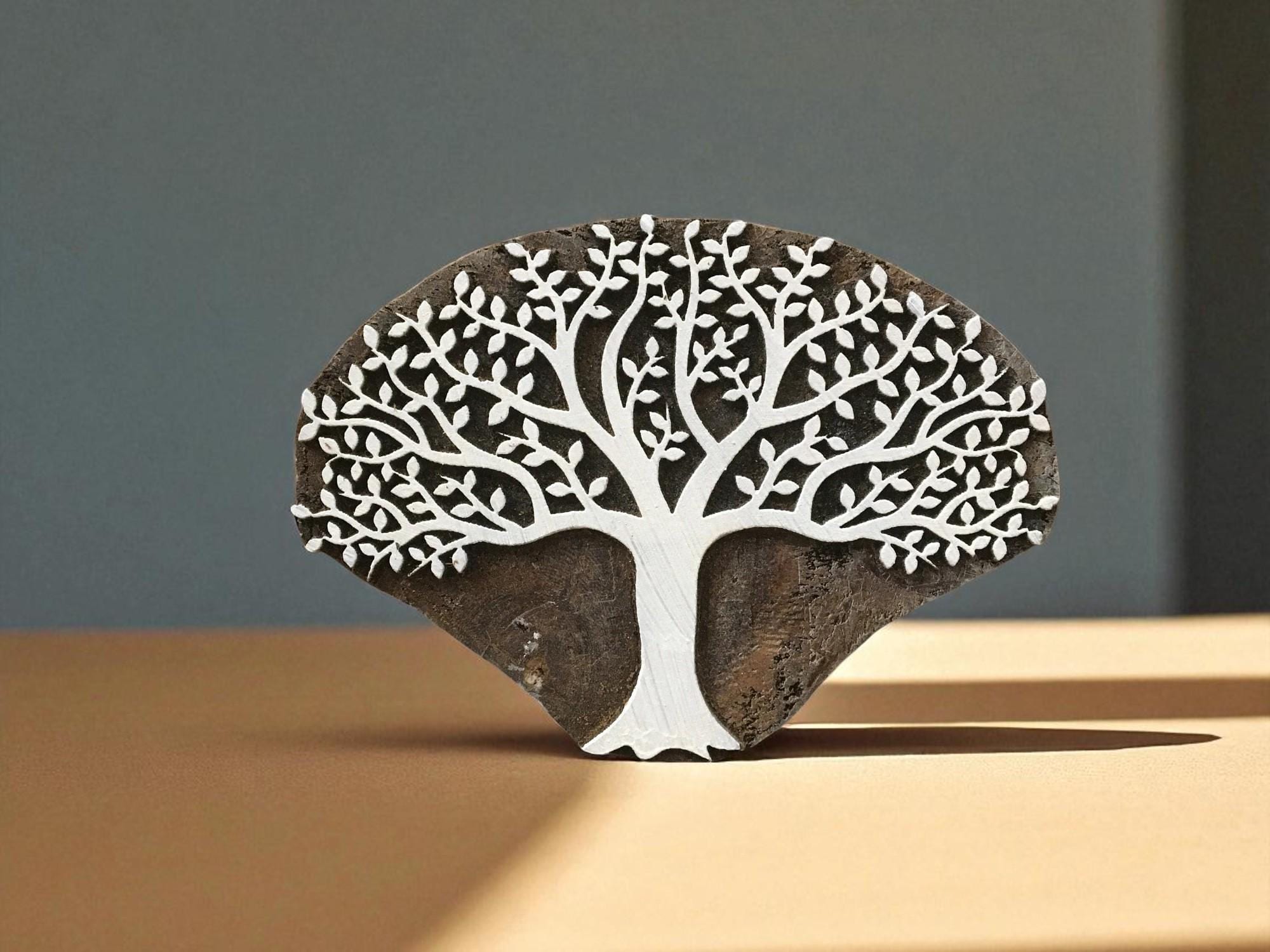 Banyan Tree , hand carved Indian wood printing block; textile stamp; pottery stamp,