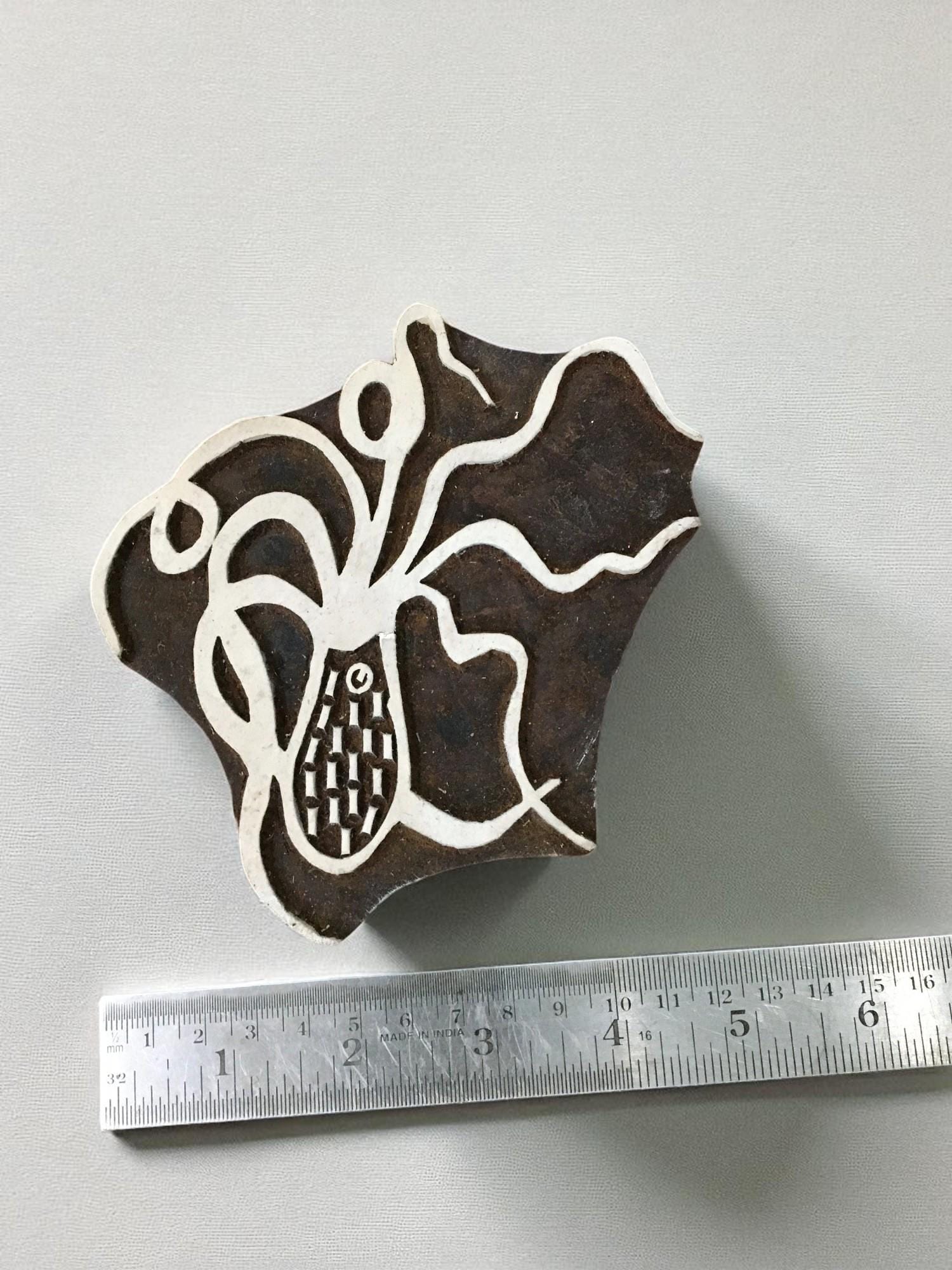 Octopus  hand carved Indian wood printing block; textile stamp; pottery stamp,