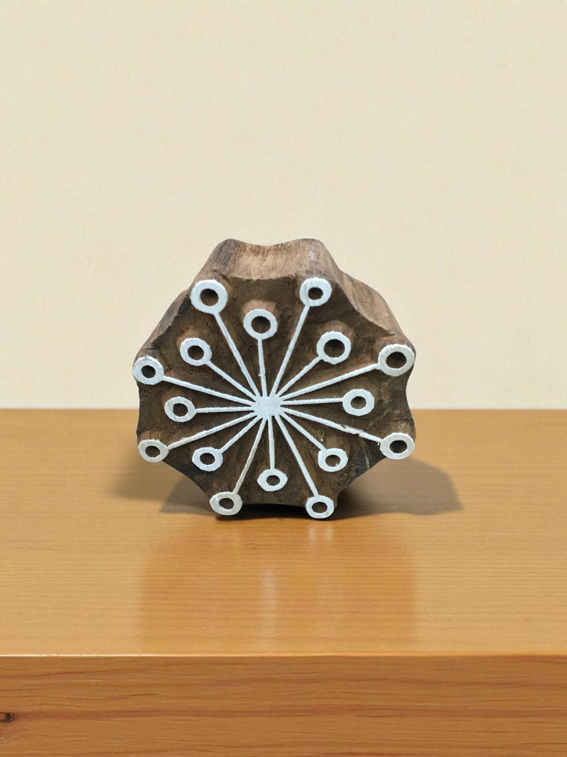 Indian Wood Block Printing Stamp, Starburst Seedhead Pattern