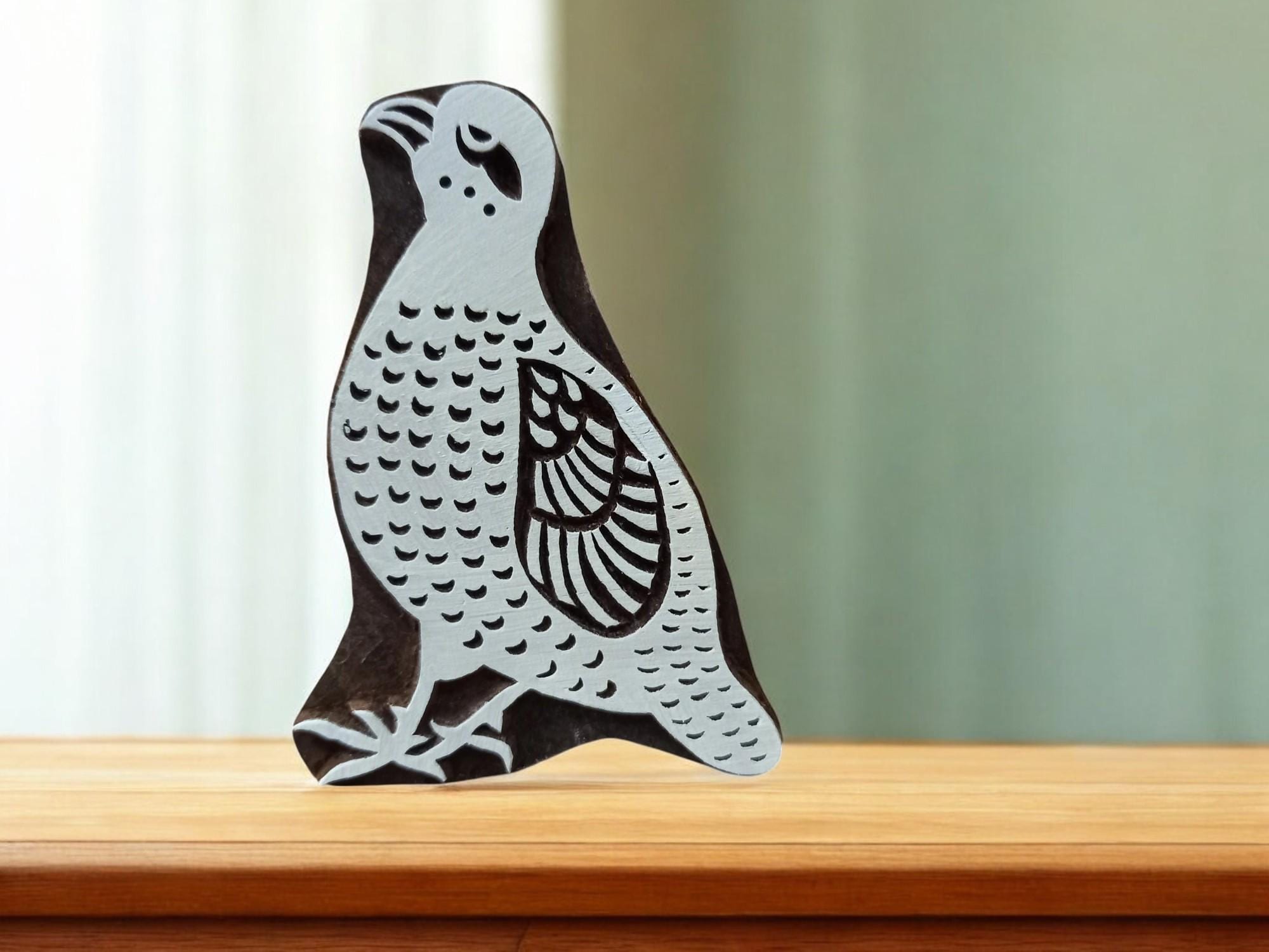 Partridge Bird Wooden Printing Stamp, Batik Block