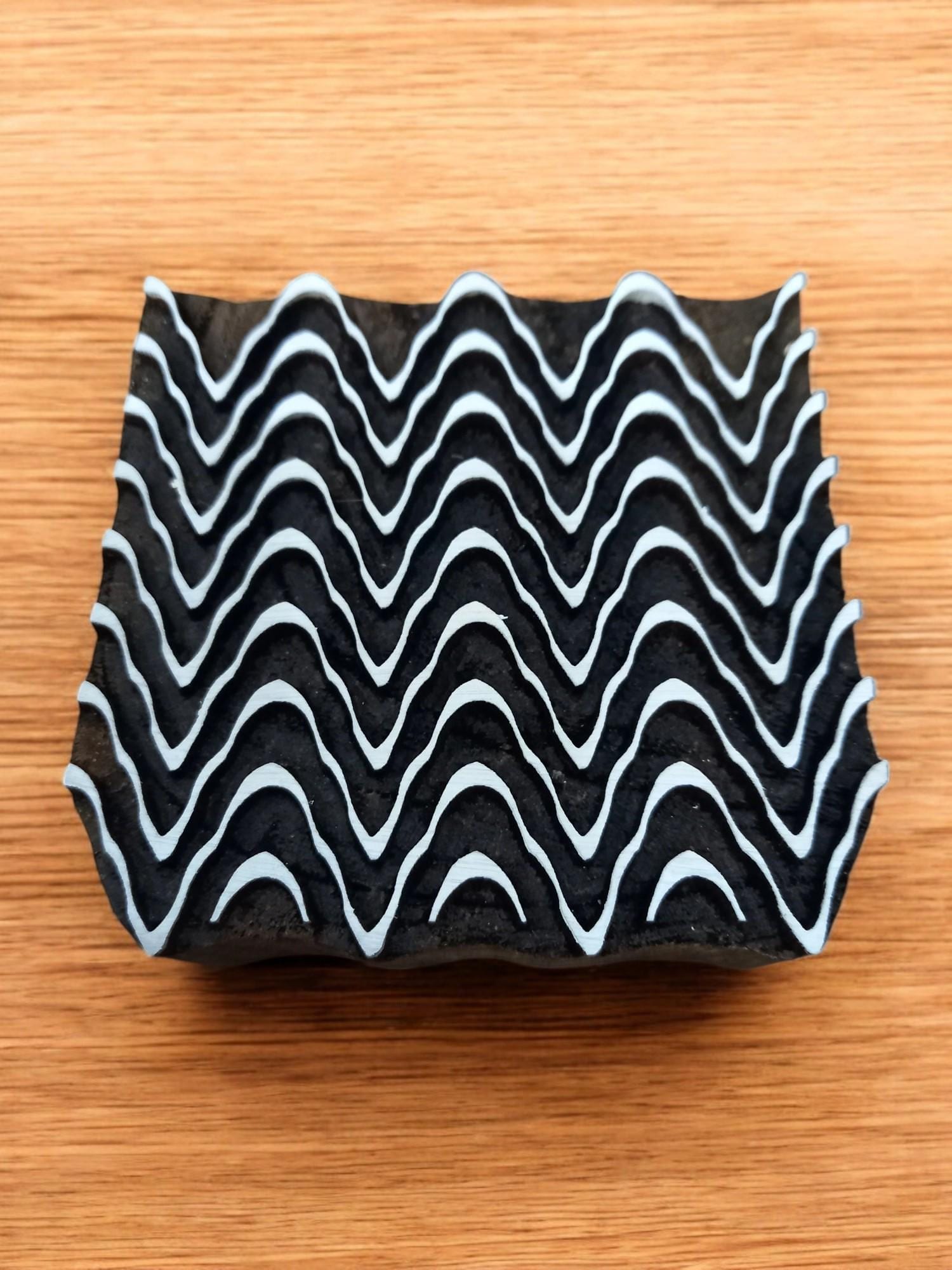 Indian Wood Printing Block, Curly Wave Stamp, Pottery & Fabric