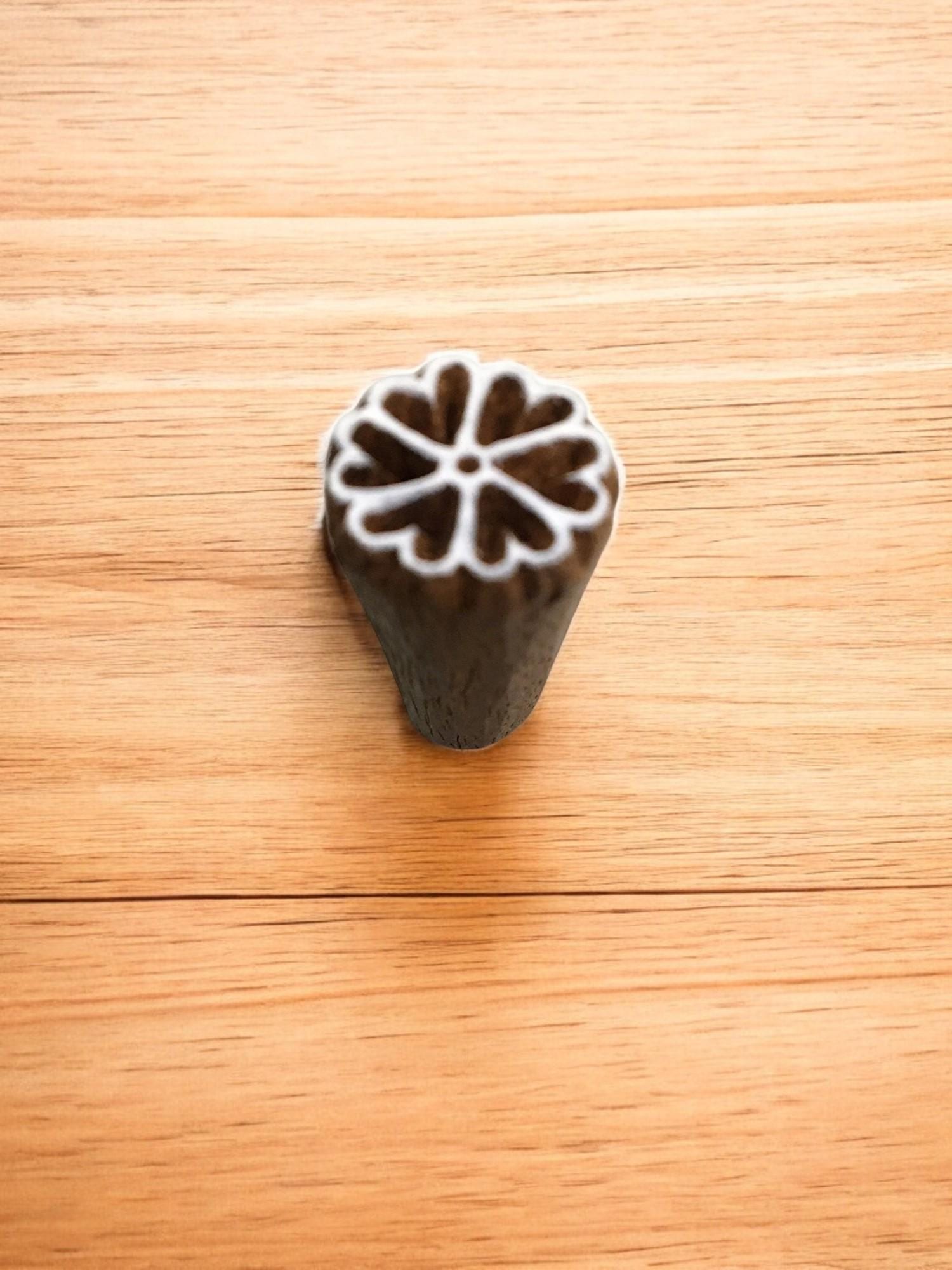 Tiny Flower Indian Wooden Printing Block, Textile Stamp (2.5 cm)