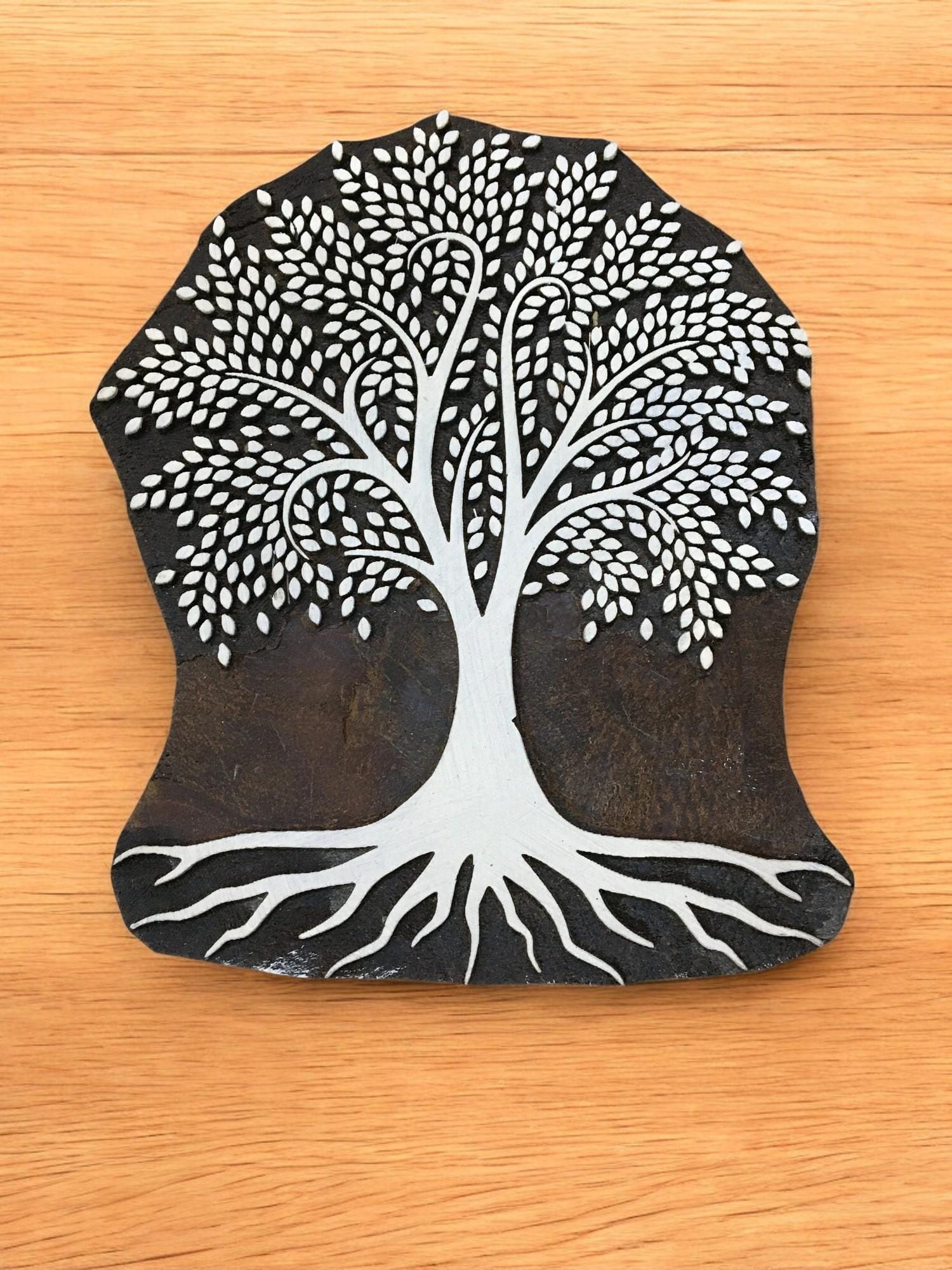 Dense Leaves Tree, hand carved Indian wood printing block; textile stamp; pottery stamp,