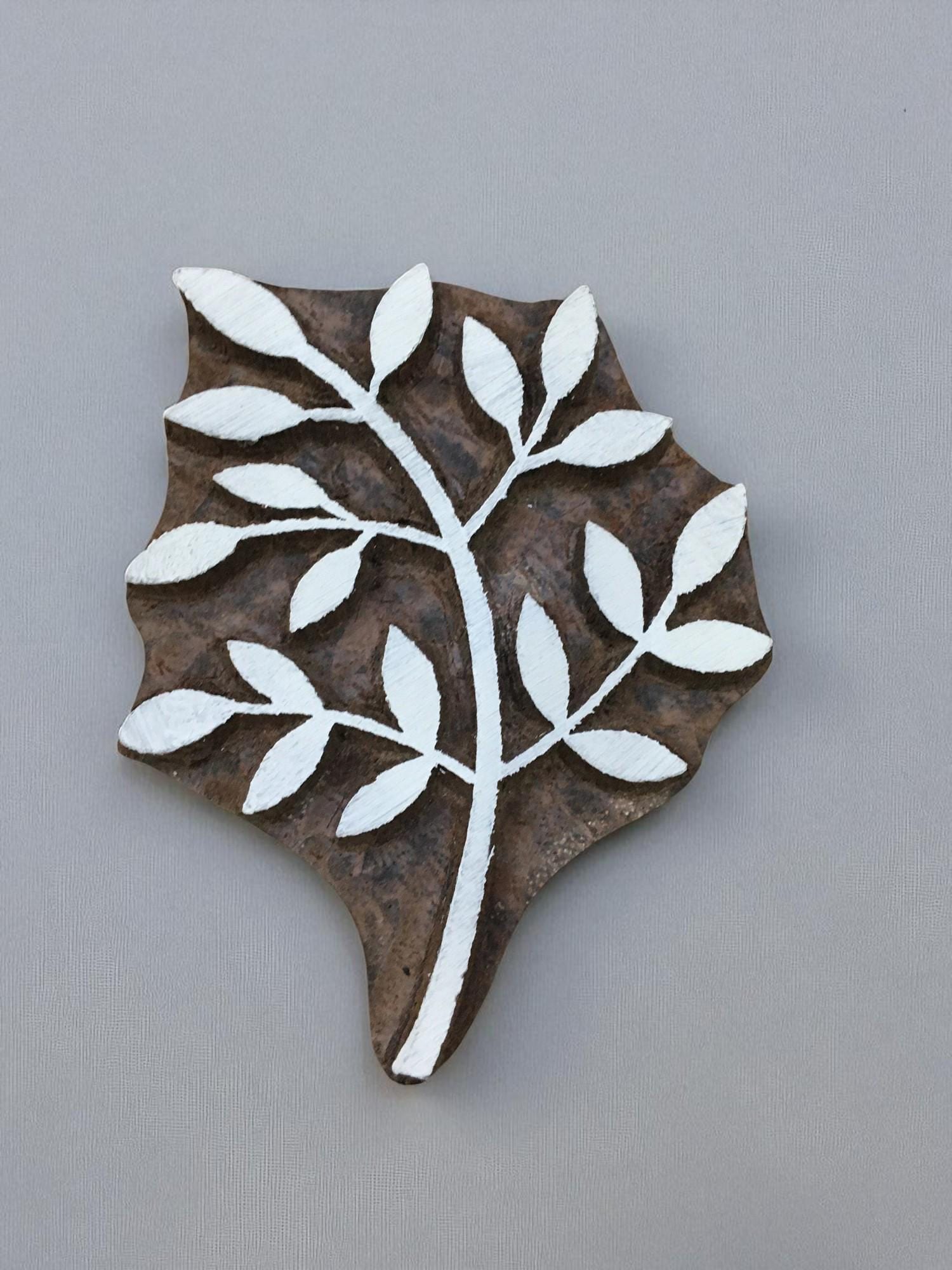 leaf bunch,   hand carved Indian wood printing block; textile stamp; pottery stamp,