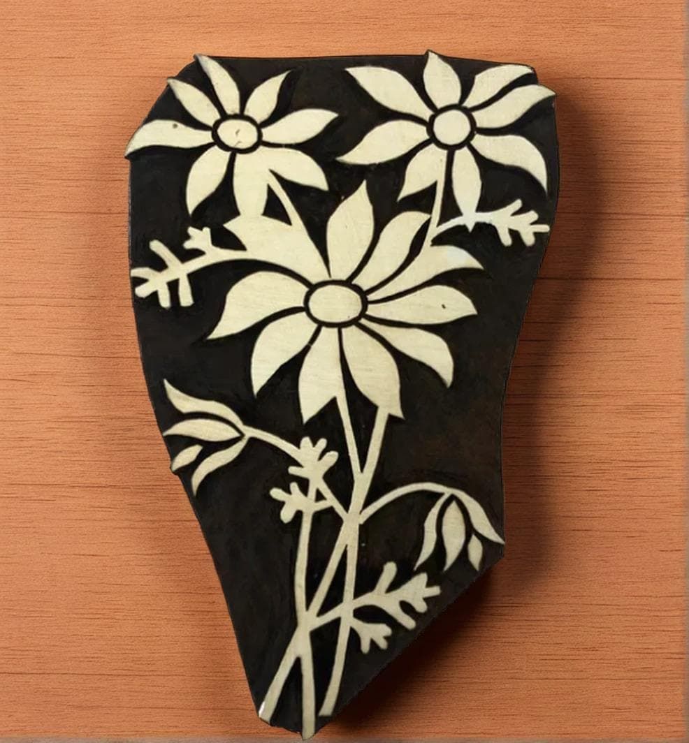 Flannel Flower Wood Stamp, Floral Block Print (12.5x7.5)