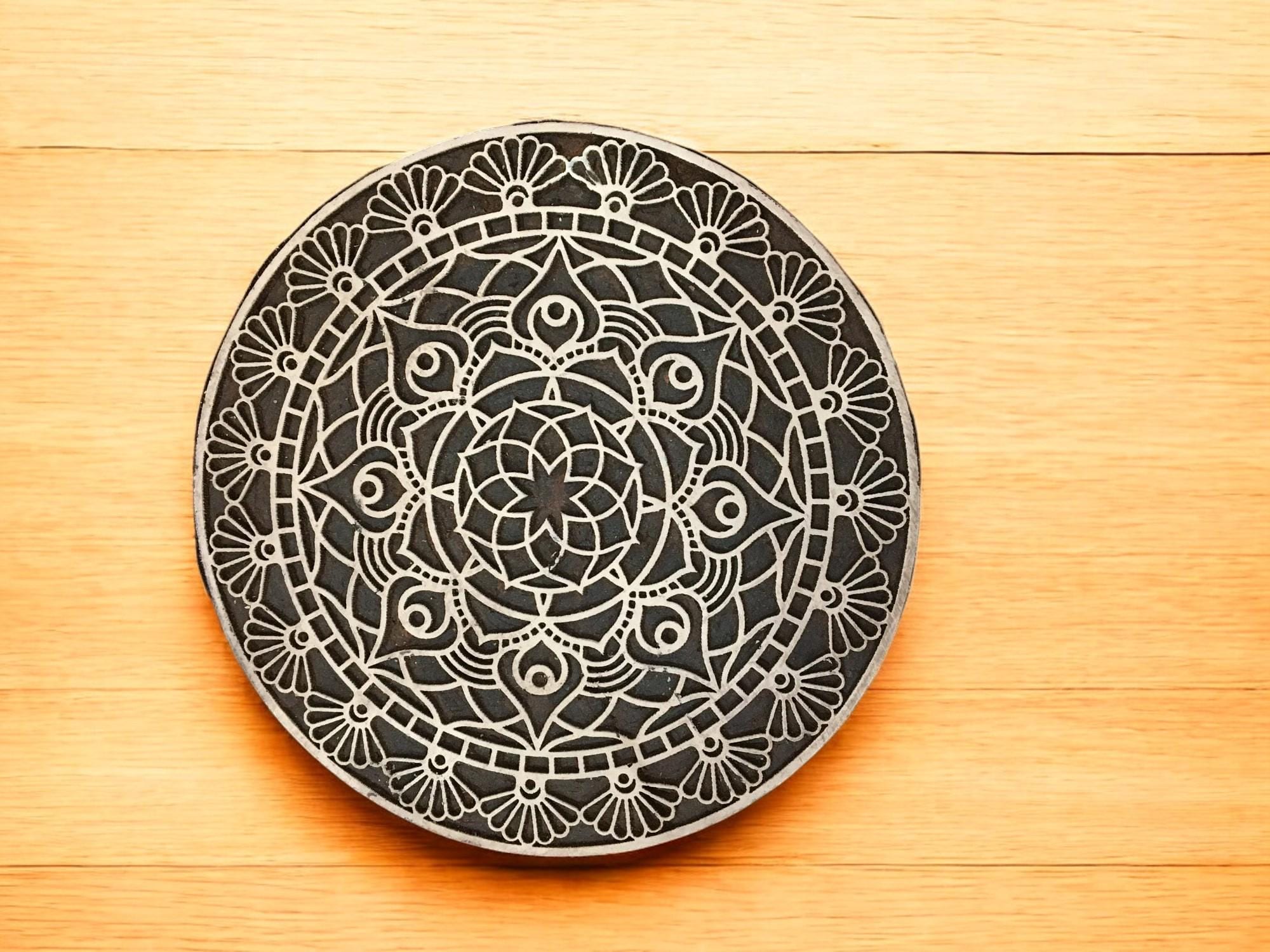 Floral Mandala Wood Stamp, Indian Textile Block