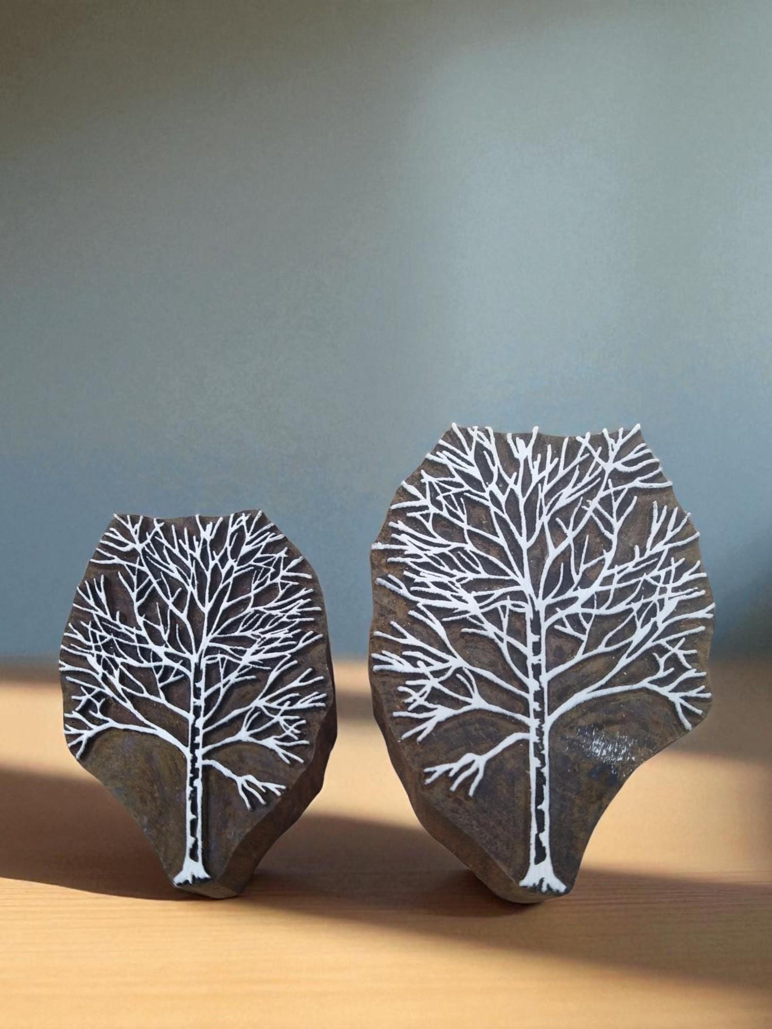 Winter Tree Pottery Stamp, Hand Carved Indian Wood Block