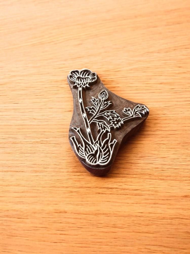 Floral Wood Stamp, Hand Carved Indian Textile Block