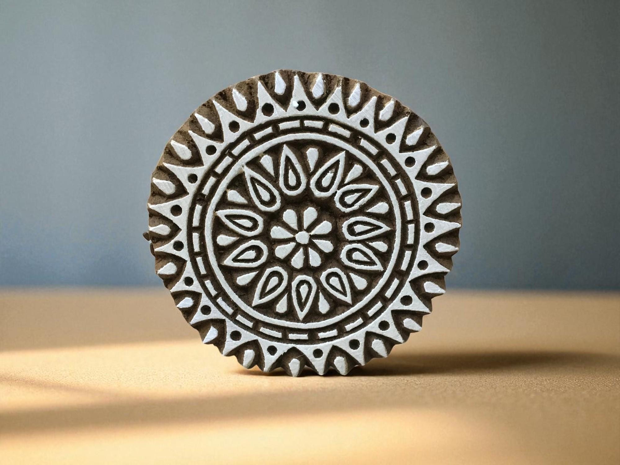 Mandala 101  hand carved Indian wood printing block; textile stamp; pottery stamp,