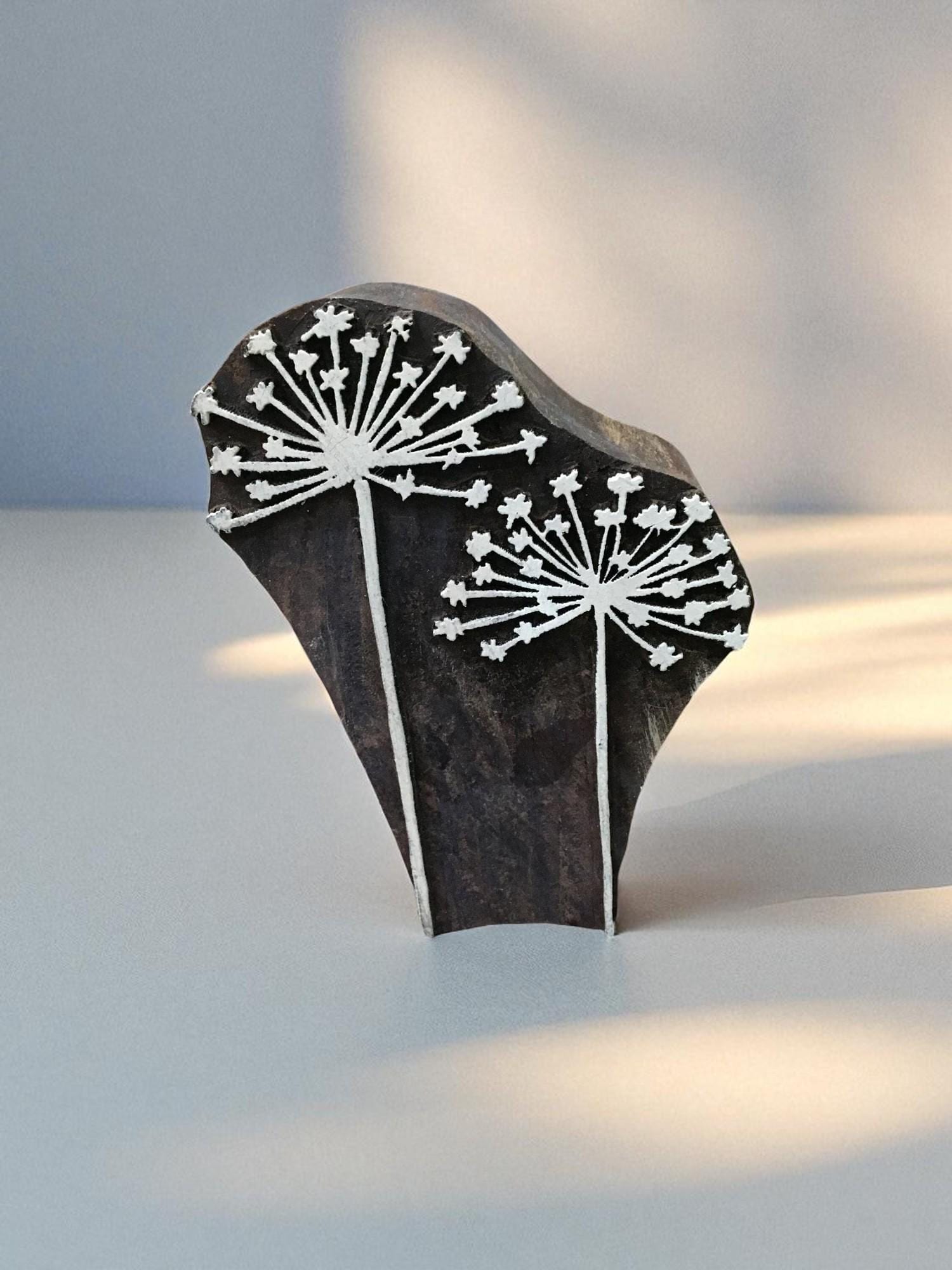 Double Seed Burst Seedhead  hand carved Indian wood printing block; textile stamp; pottery stamp,