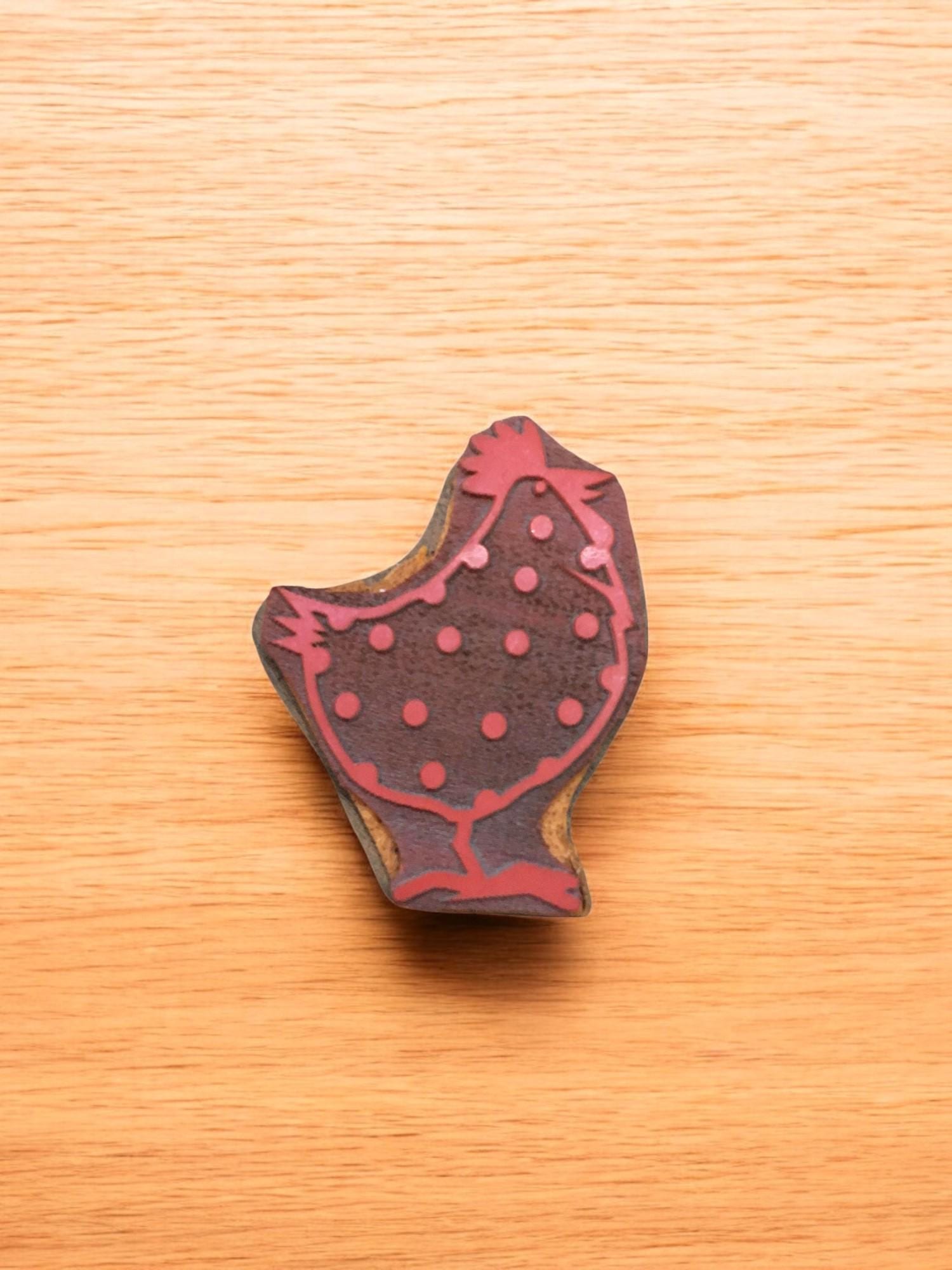 Funky Chicken Printing Block, Indian Wooden Stamp, Pottery Stamp