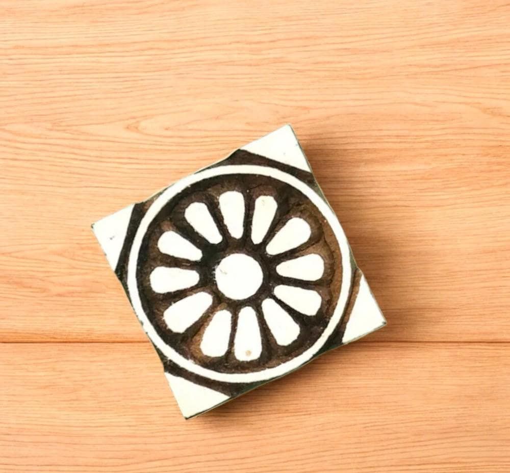 Indian Wooden Printing Block - Negative Circle Flower Tile