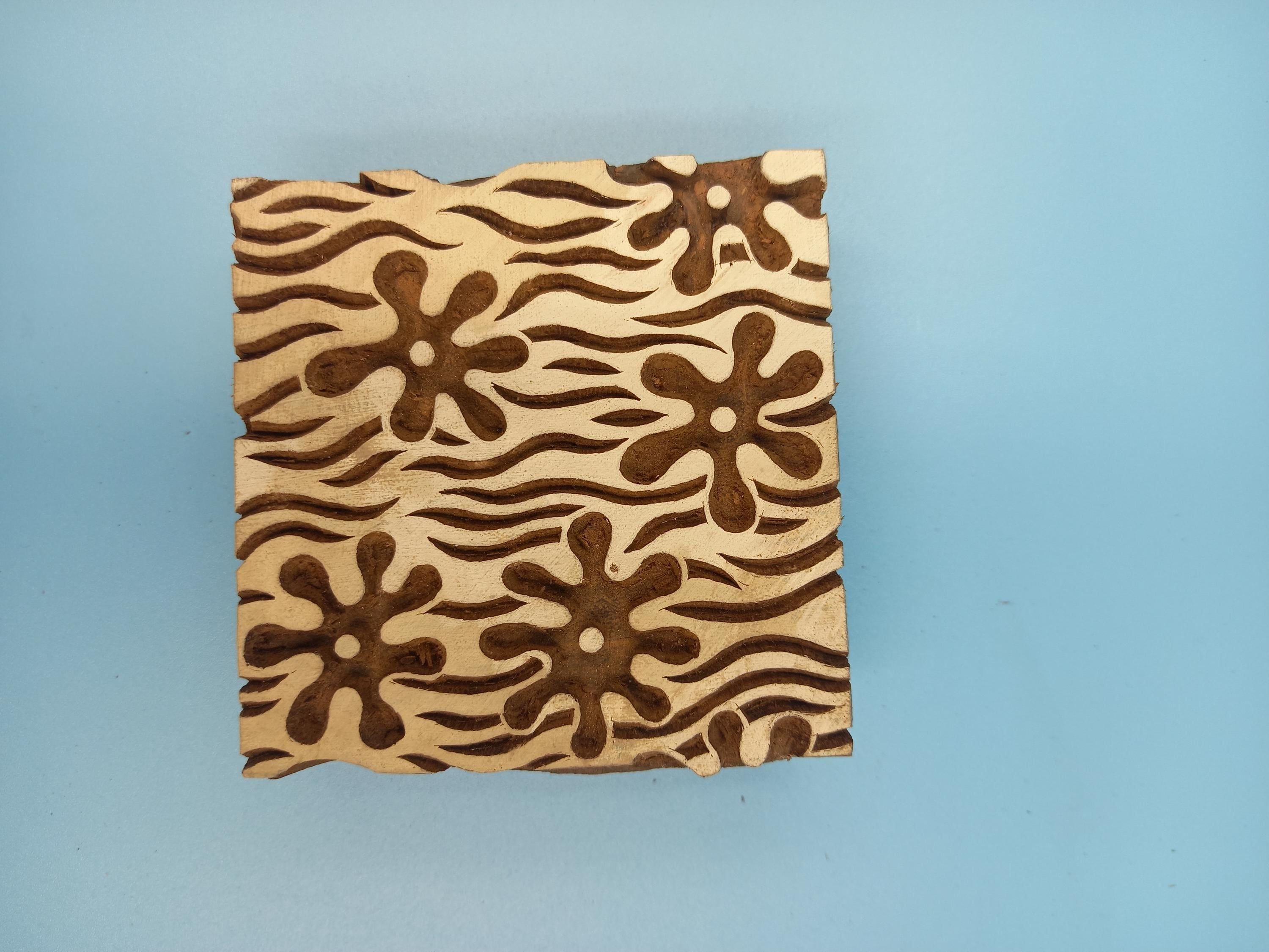 Underwater Flora Wooden Printing Block Pottery Stamp, Batik Tjaps, Blaudruck stempel, floral carved stamps