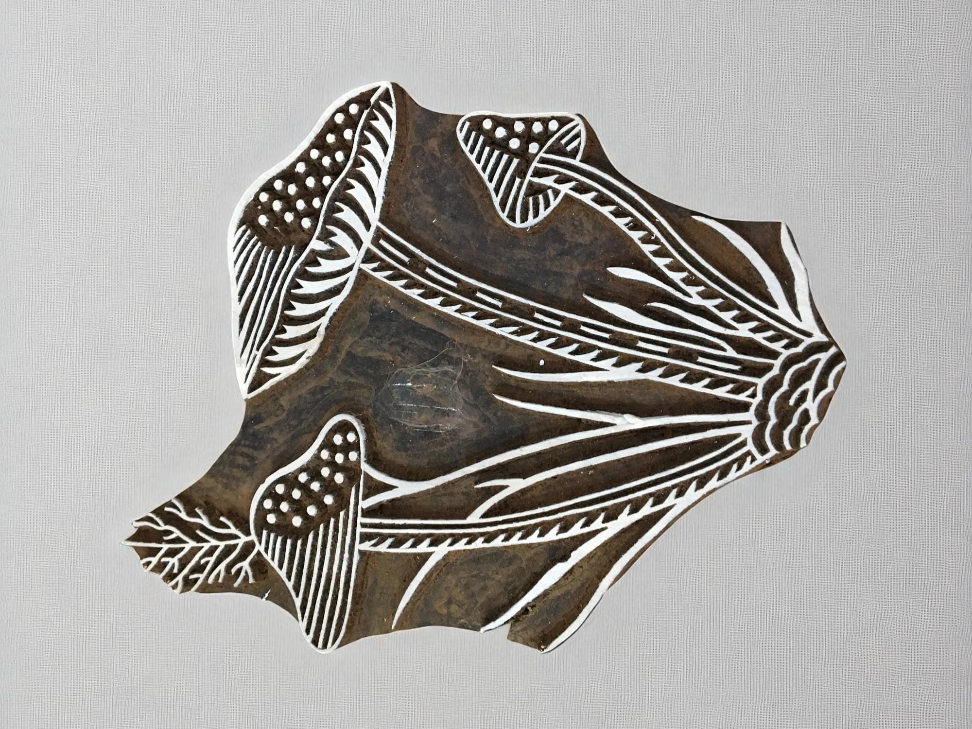 Cluster of Mushroom,  hand carved Indian wood printing block; textile stamp; pottery stamp,