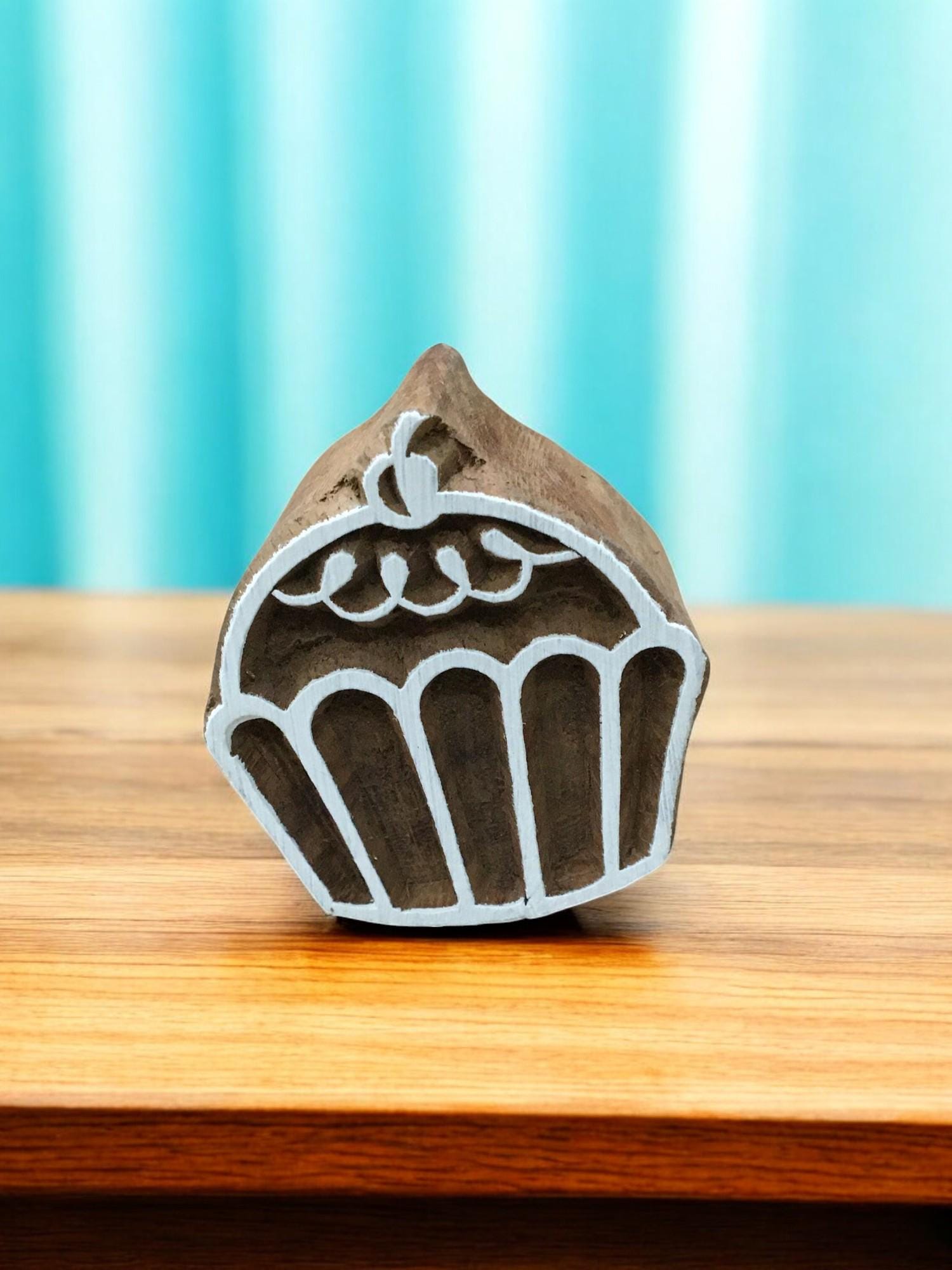 Cake Muffin, hand carved Indian wood printing block; textile stamp; pottery stamp,