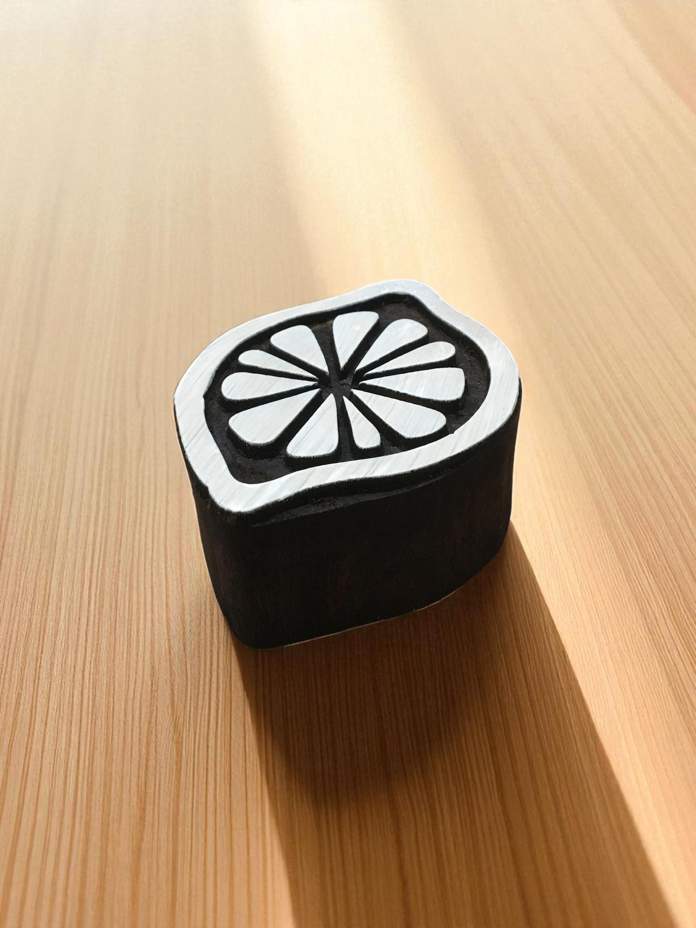 Lime Indian Wood Printing Block – Hand Carved Textile Stamp