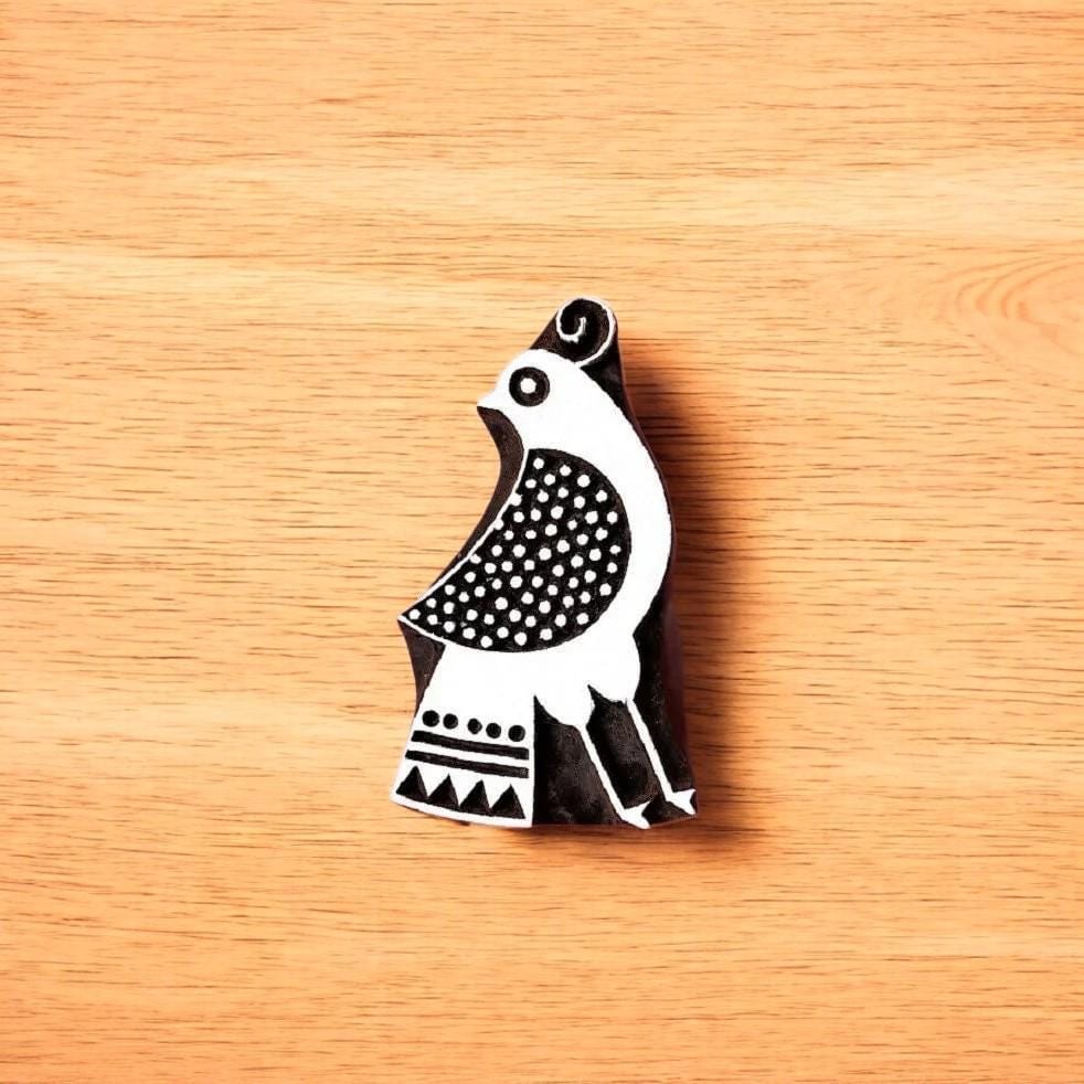 Ornate Elegance: Folk Peacock Woodblock pottery stamp ceramic mold scrapbooking tjap batik printing floral carved stamps.