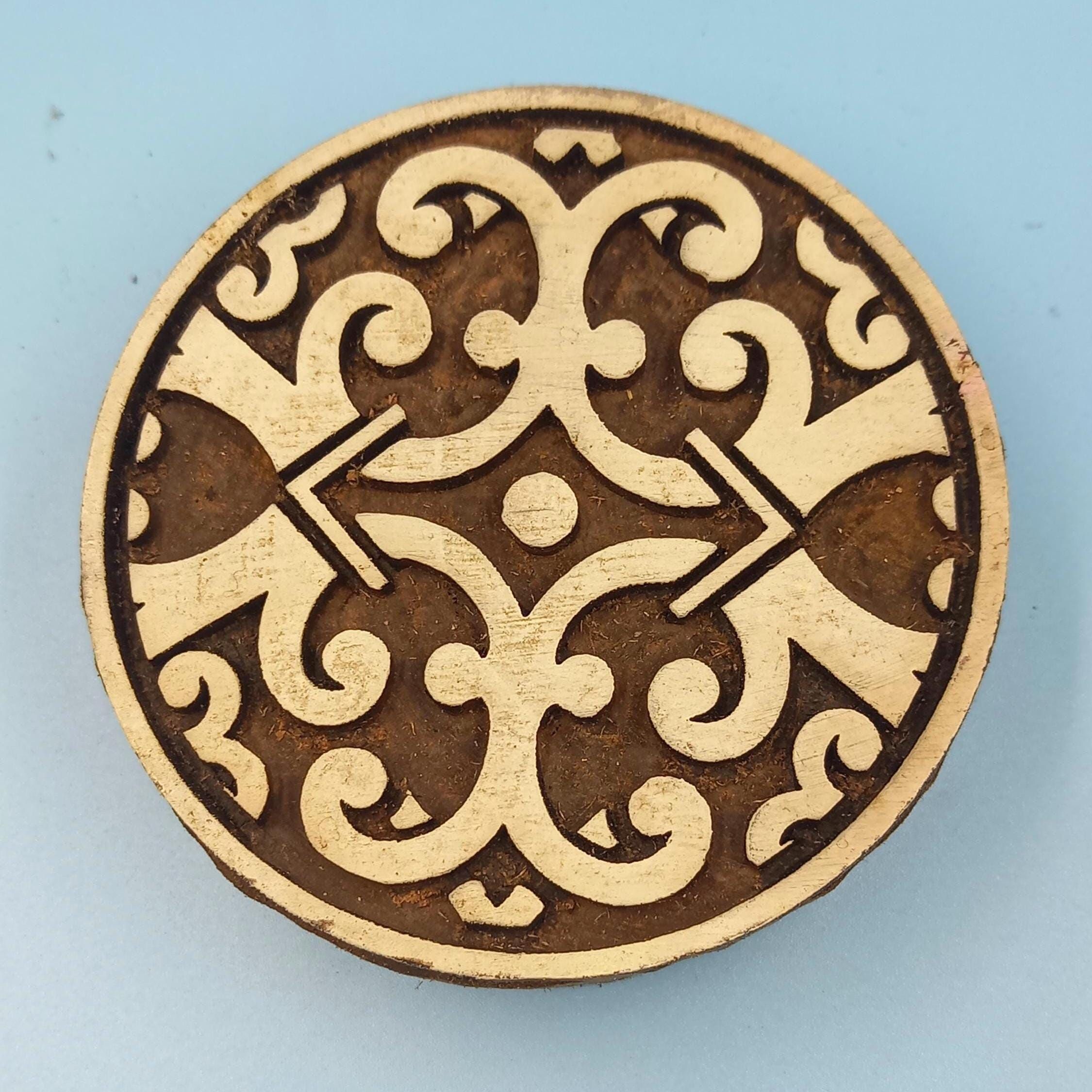 Oriental Mandala 02 Wooden Printing Block Pottery Stamp, Batik Tjaps, Blaudruck stempel