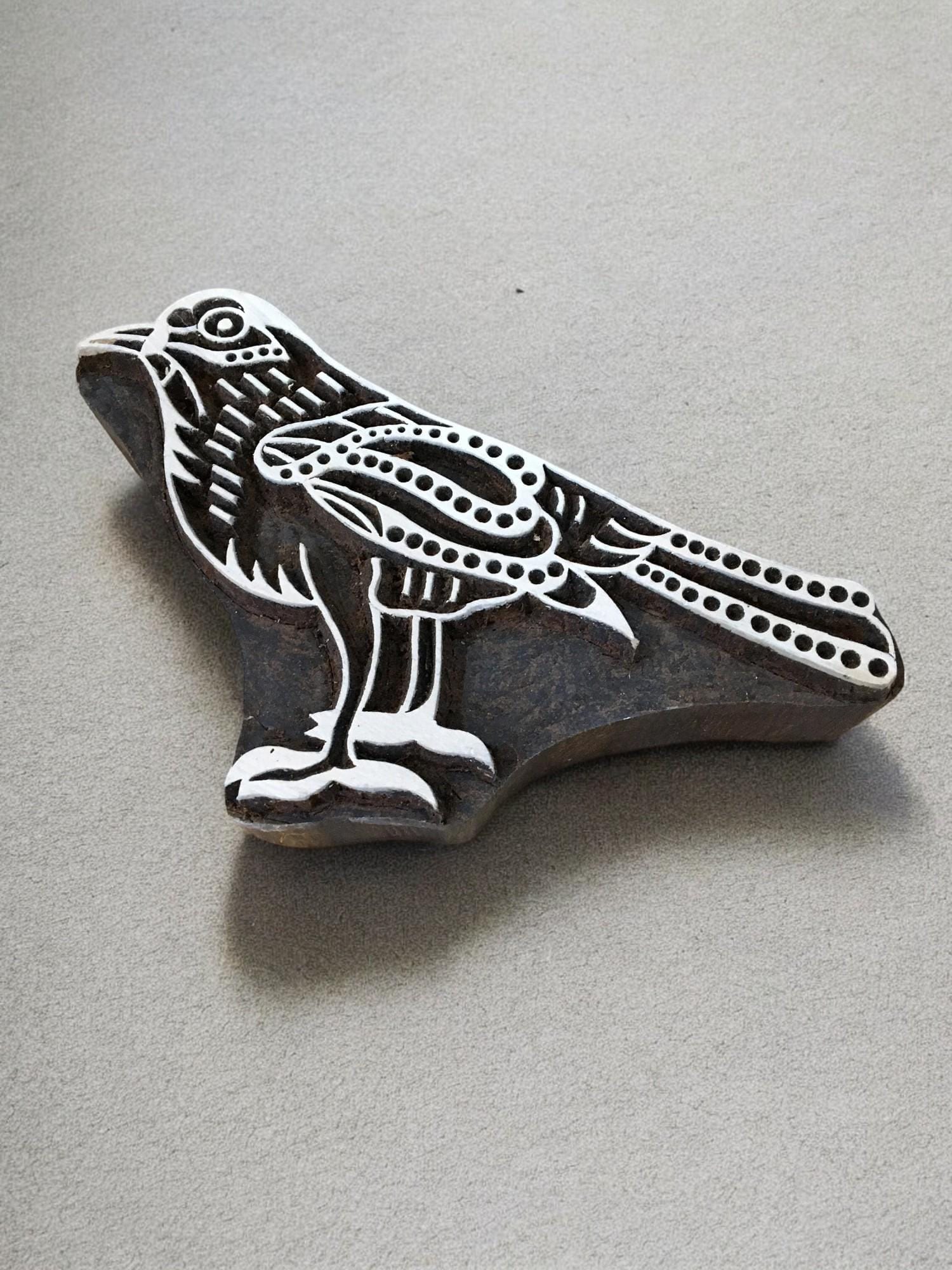 A Silent Canary  hand carved Indian wood printing block; textile stamp; pottery stamp,