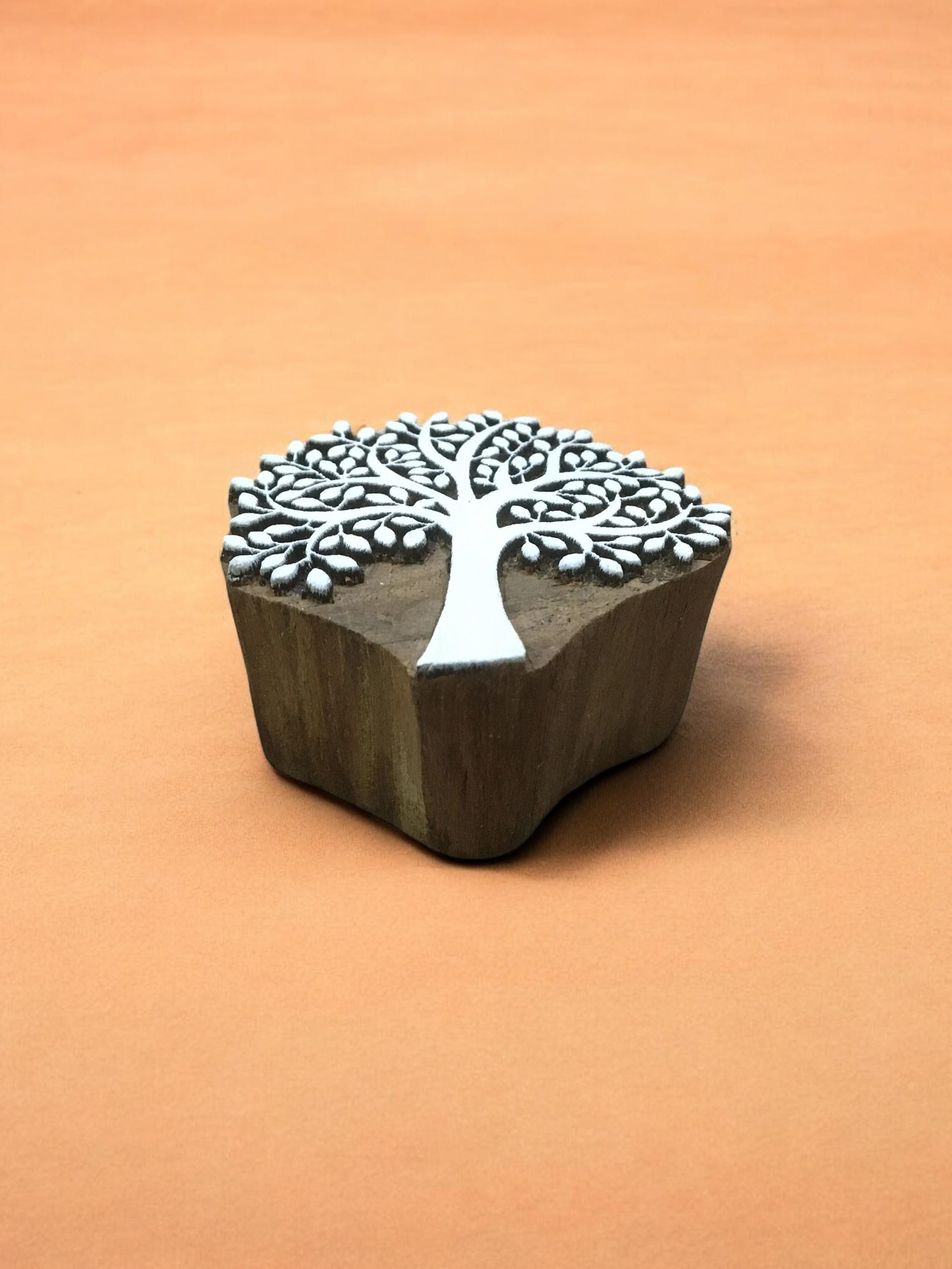 Hand Carved Spring Tree Wood Stamp – Indian Textile Block