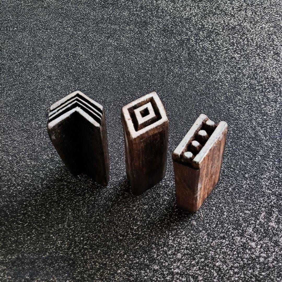 Hand Carved Teak Wood Block Set – Indian Textile Stamps