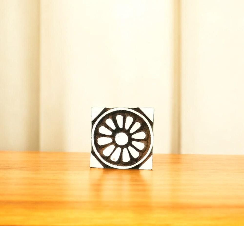 Indian Wooden Printing Block - Negative Circle Flower Tile