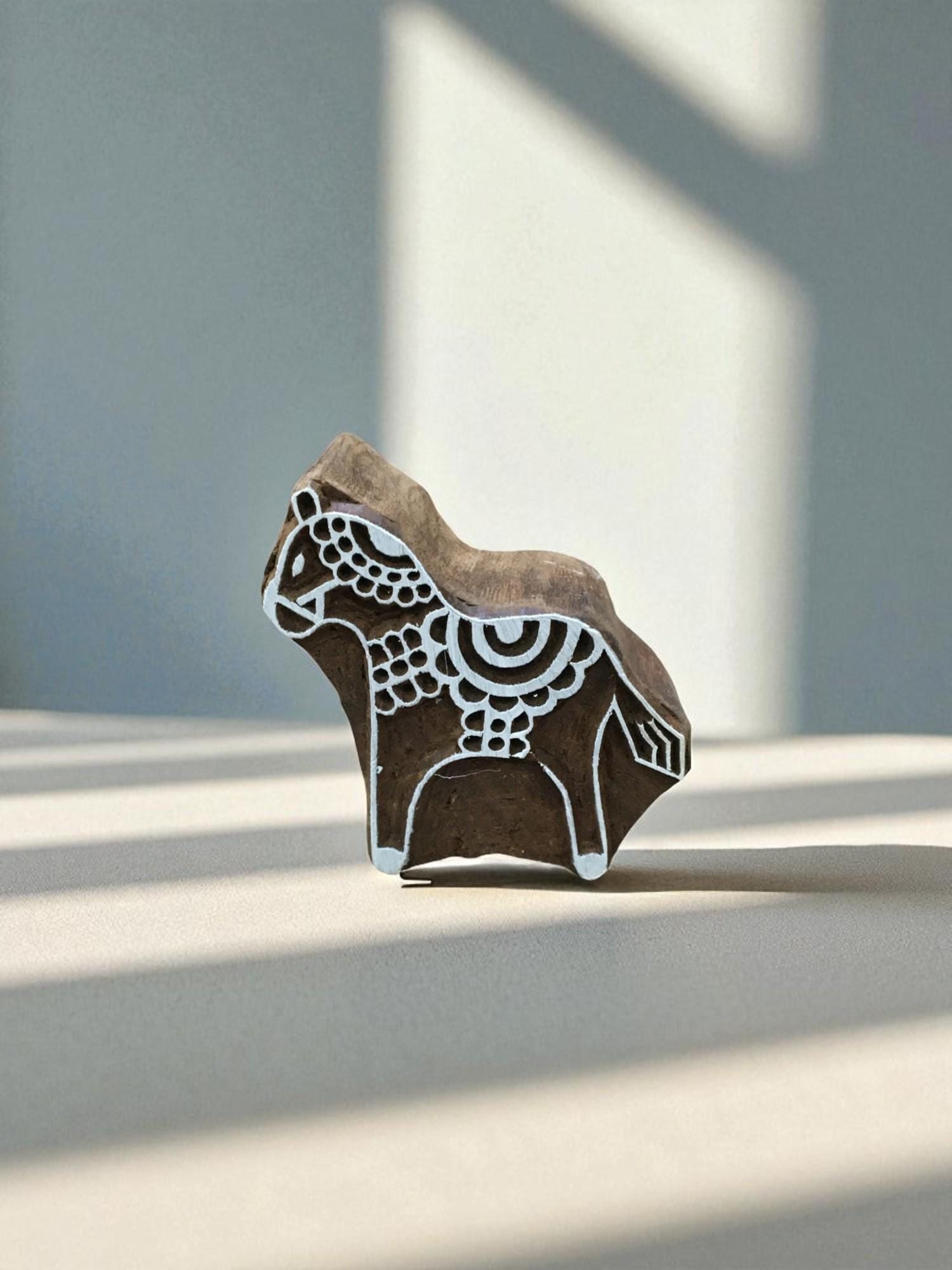 Playful Comic Horse  hand carved Indian wood printing block; textile stamp; pottery stamp,