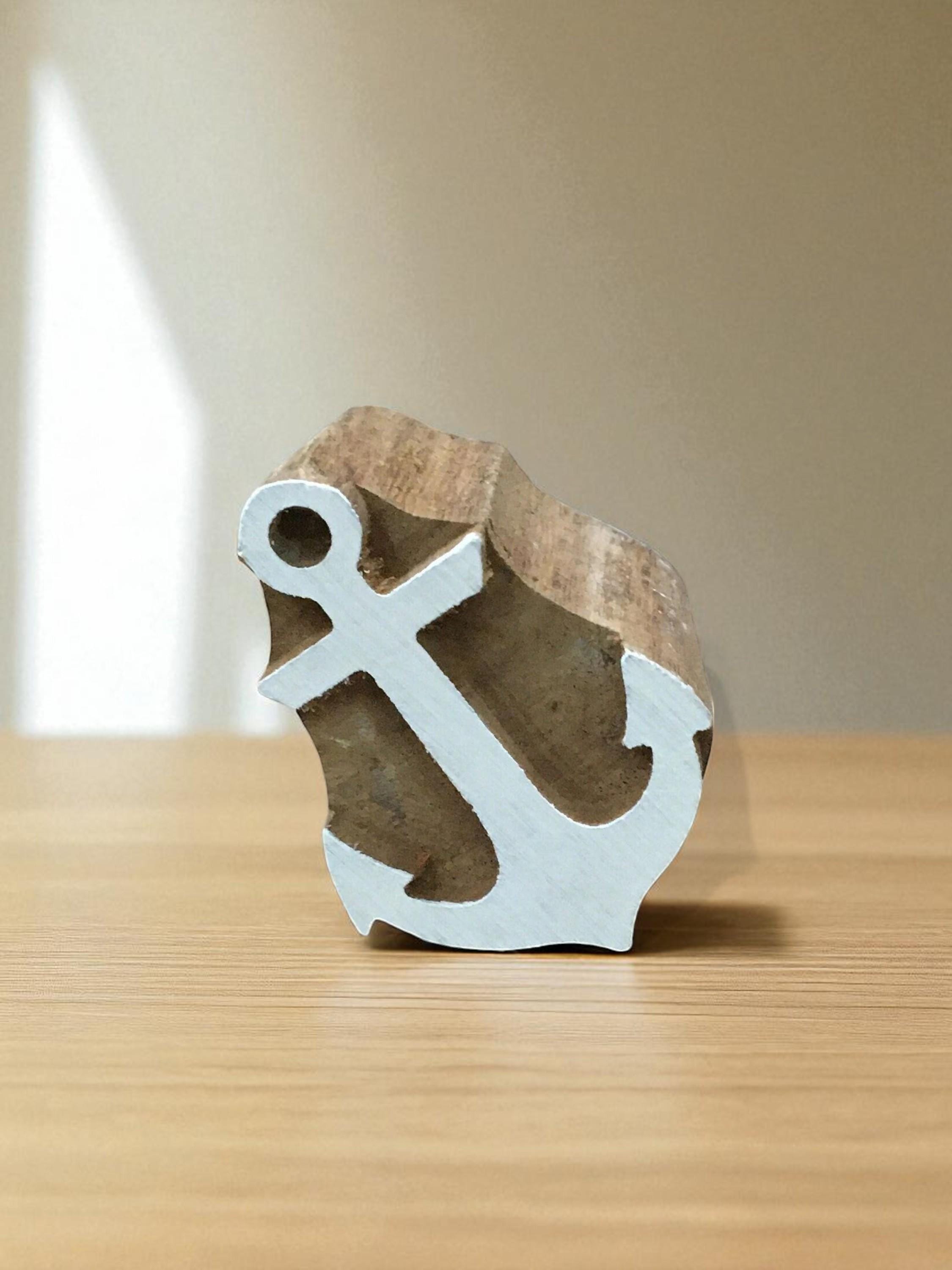 Anchor carved wooden tjaps batik printing pottery stamp, hand carved Indian wood printing block; textile stamp; pottery stamp,