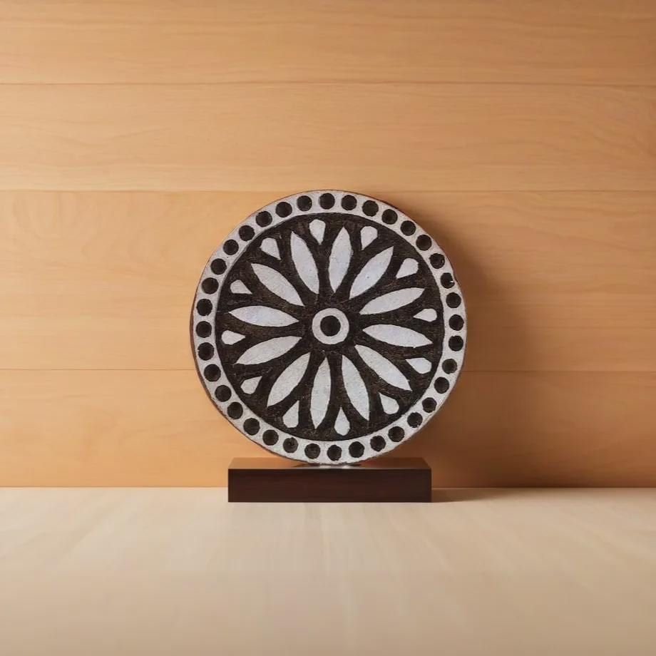 Indian Wooden Printing Block - Floral Dotty Circle