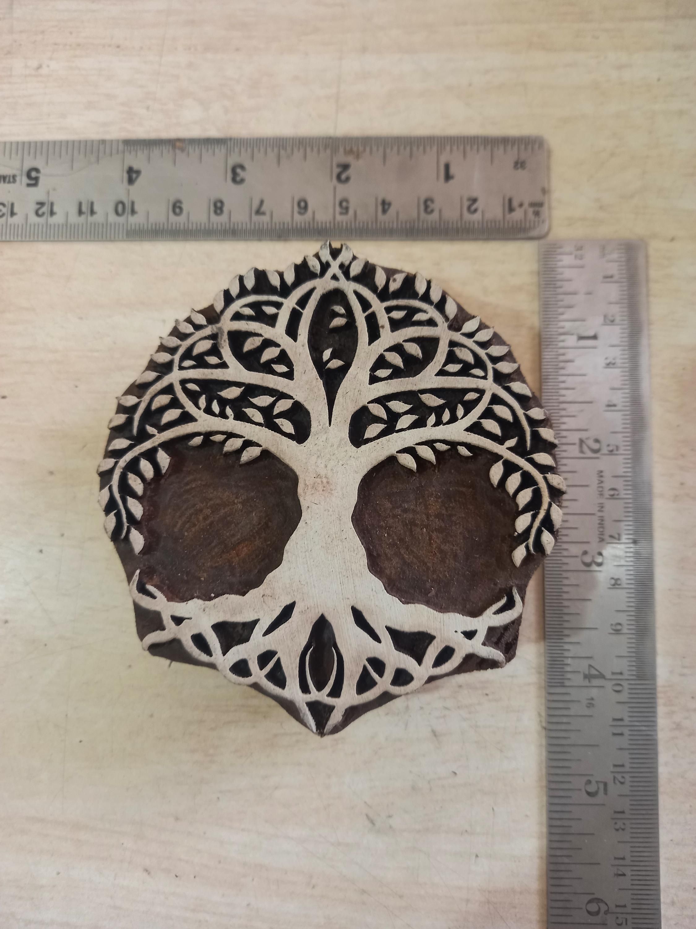 Celtic Tree Wooden Printing Block Pottery Stamp, Batik Tjaps, Blaudruck stempel