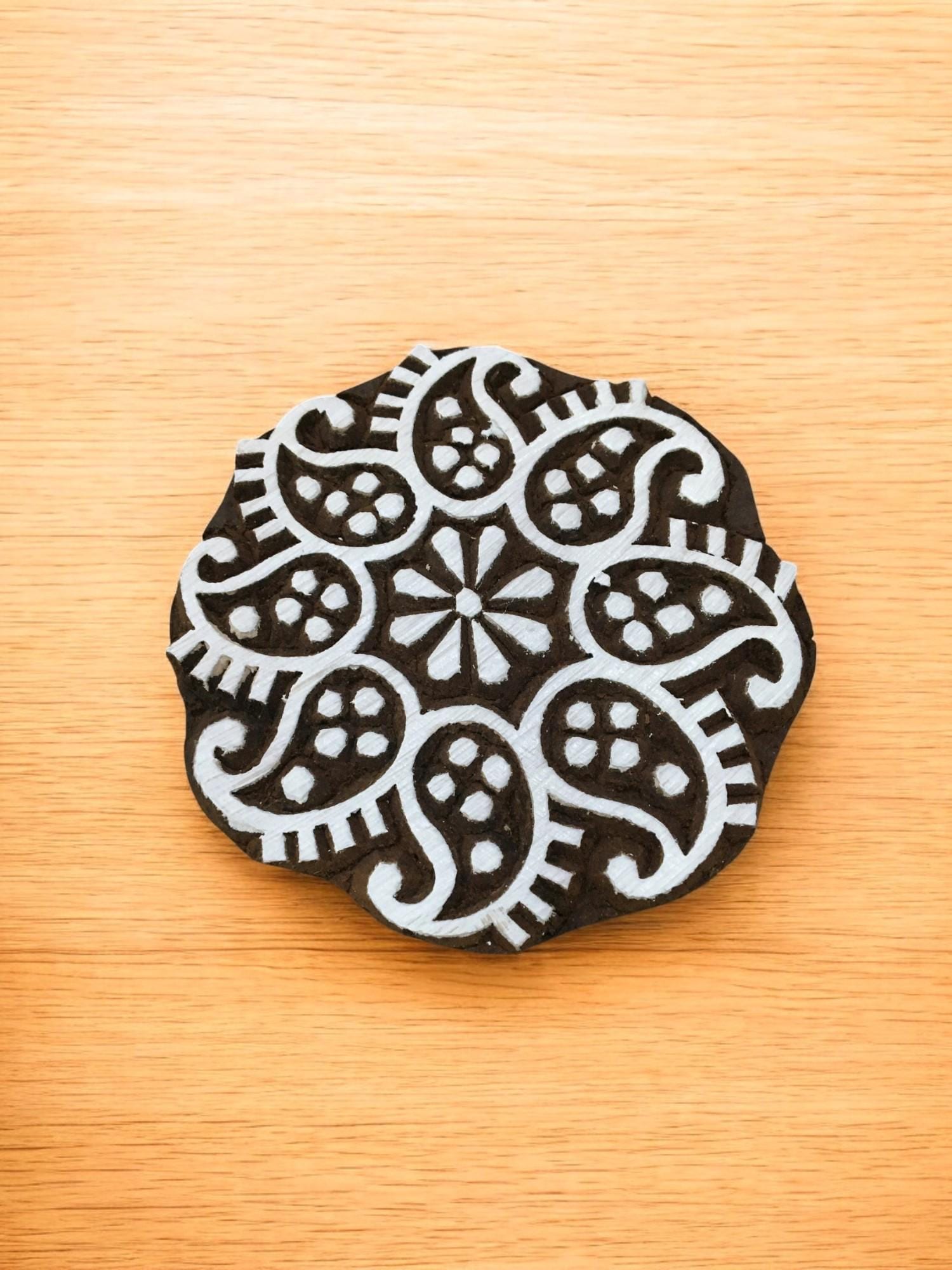 Paisely Mandala , hand carved Indian wood printing block; textile stamp; pottery stamp,