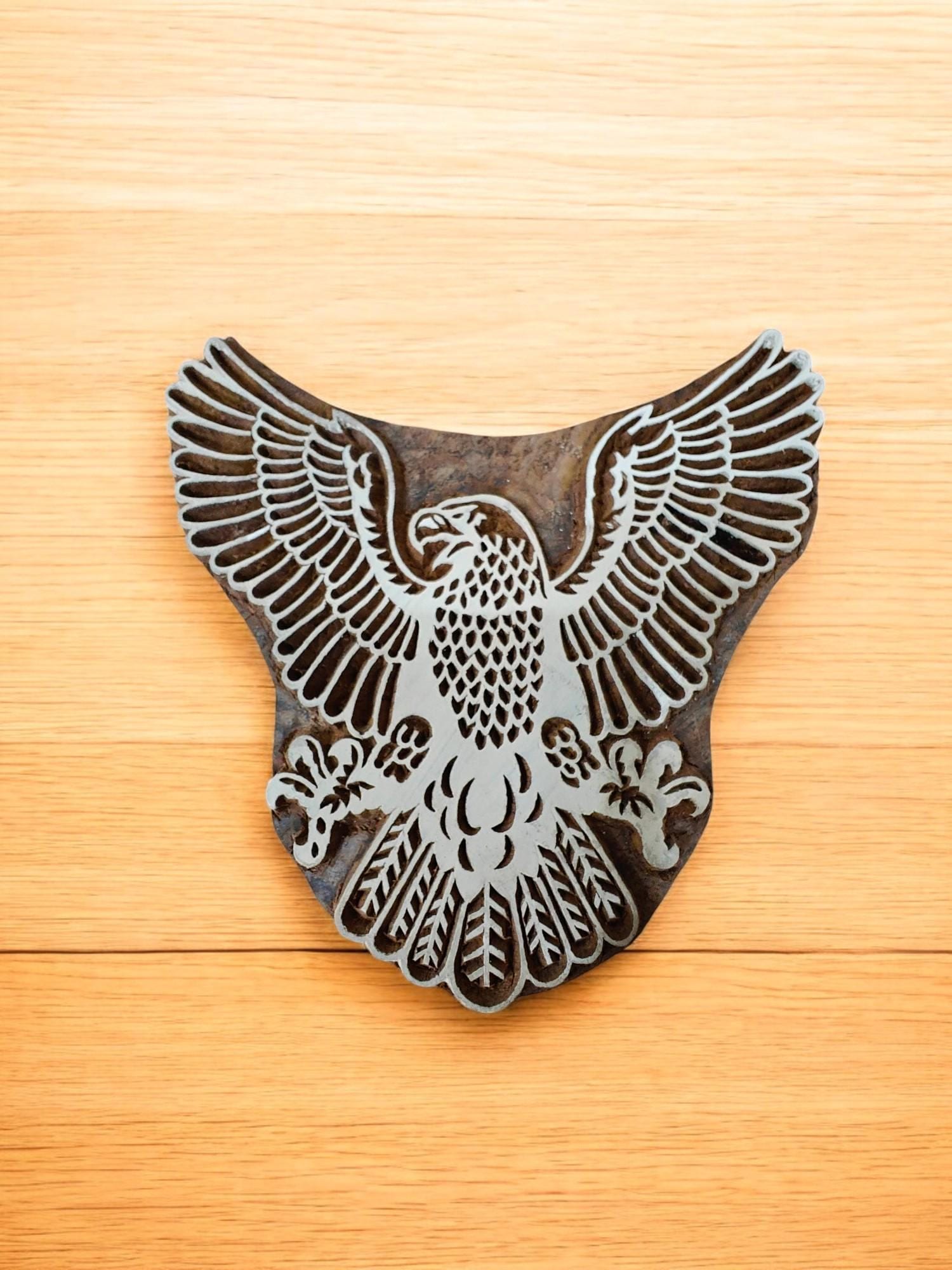Hunting Hawk Birds pottery stamp ceramic mold scrapbooking tjap batik printing floral carved stamps.
