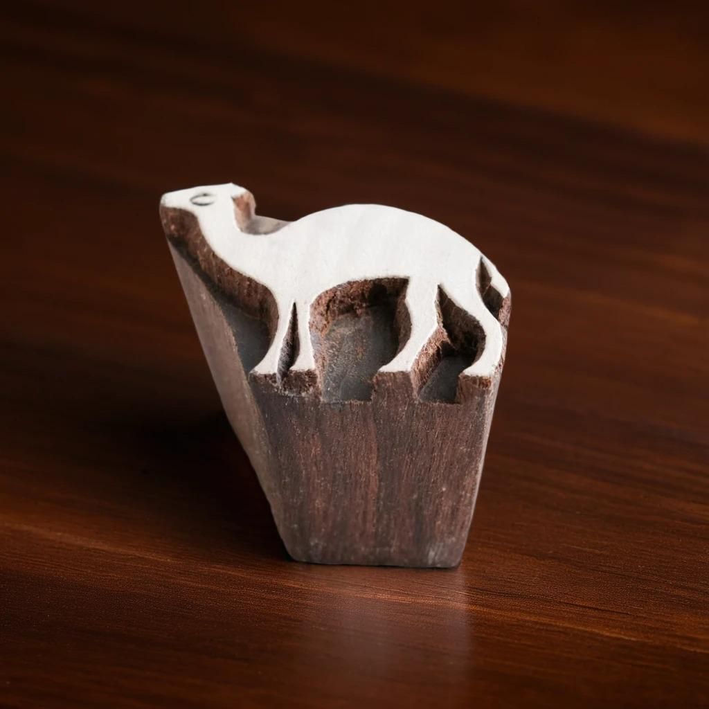 Hand Carved Indian Camel Wood Stamp, Pottery, Textile, Soap