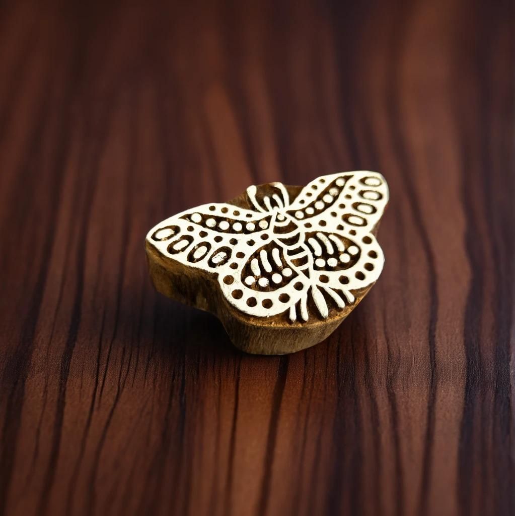 Butterfly Wooden Printing Block - Handcrafted Fabric Printing and Batik Tools