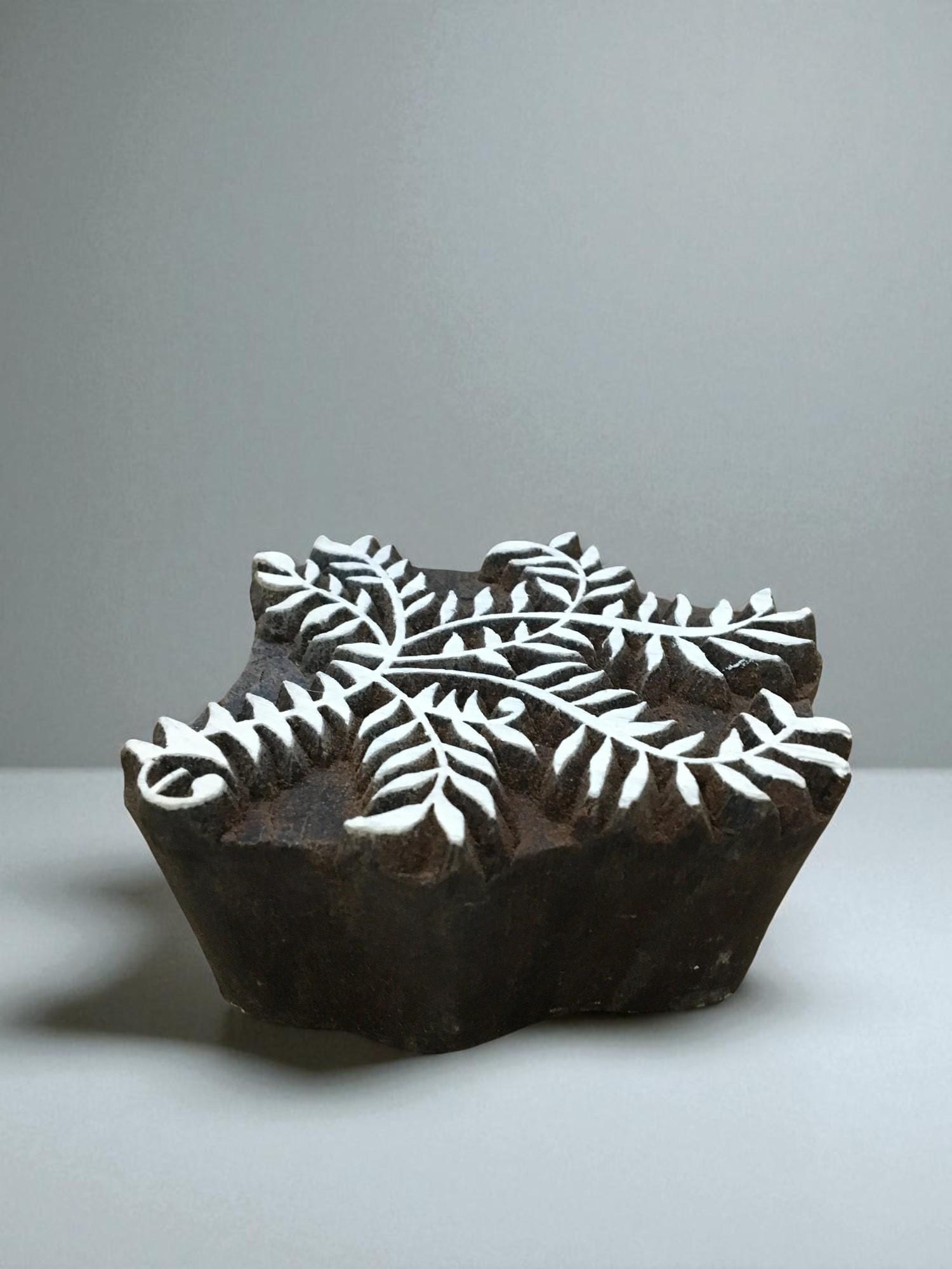 Leaf Cluster Wood Block Stamp, Hand Carved Indian Textile Printing