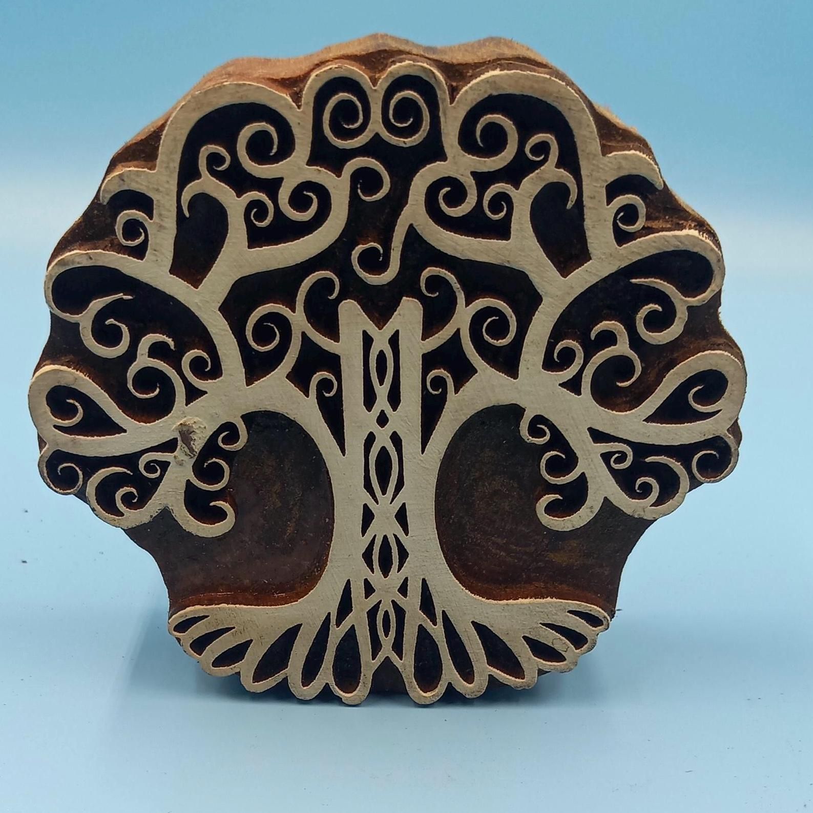 Celtic Tree Wooden Printing Block, Pottery Stamp (10x10cm)