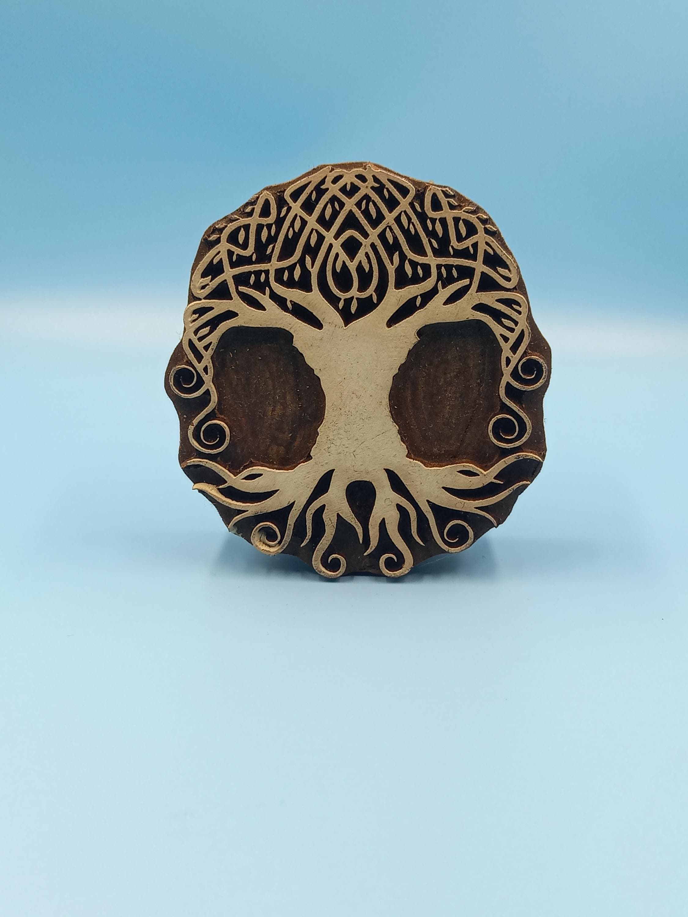 Celtic Tree mandala Wooden Printing Block Pottery Stamp, Batik Tjaps, Blaudruck stempel