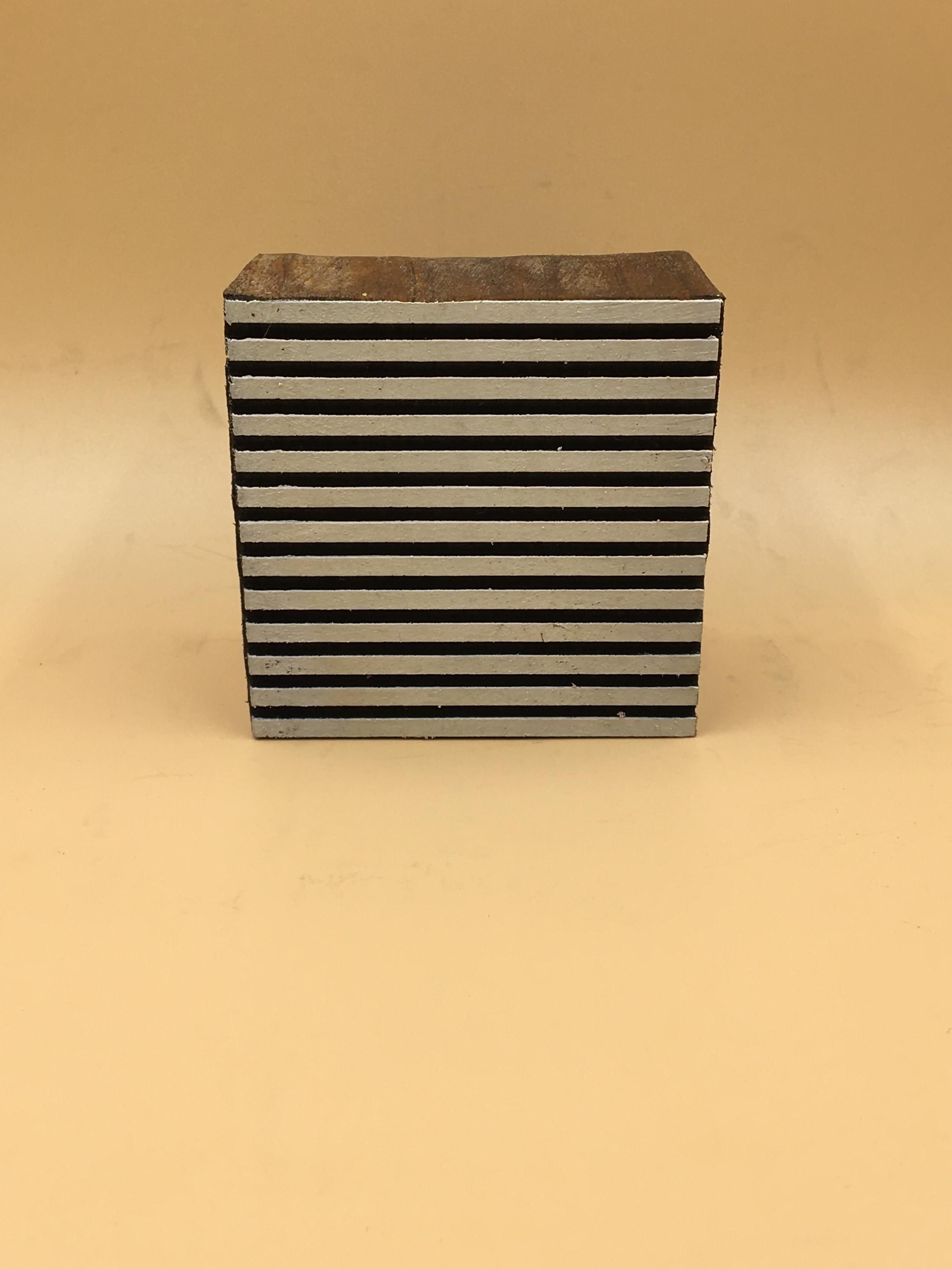 Stripy Square Wooden Printing Block, Pottery Stamp (7.5cm)