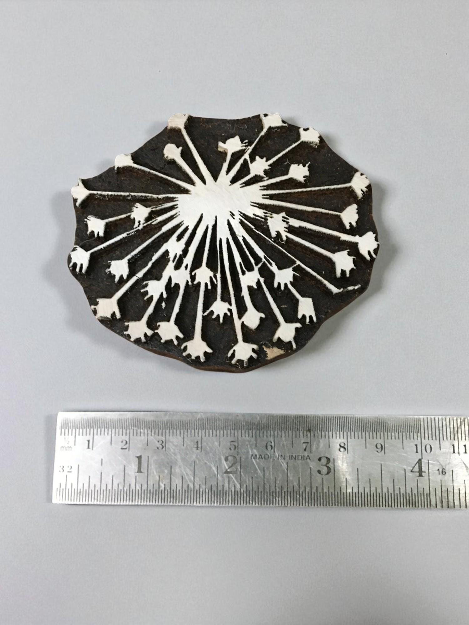 Seed burst , hand carved Indian wood printing block; textile stamp; pottery stamp,