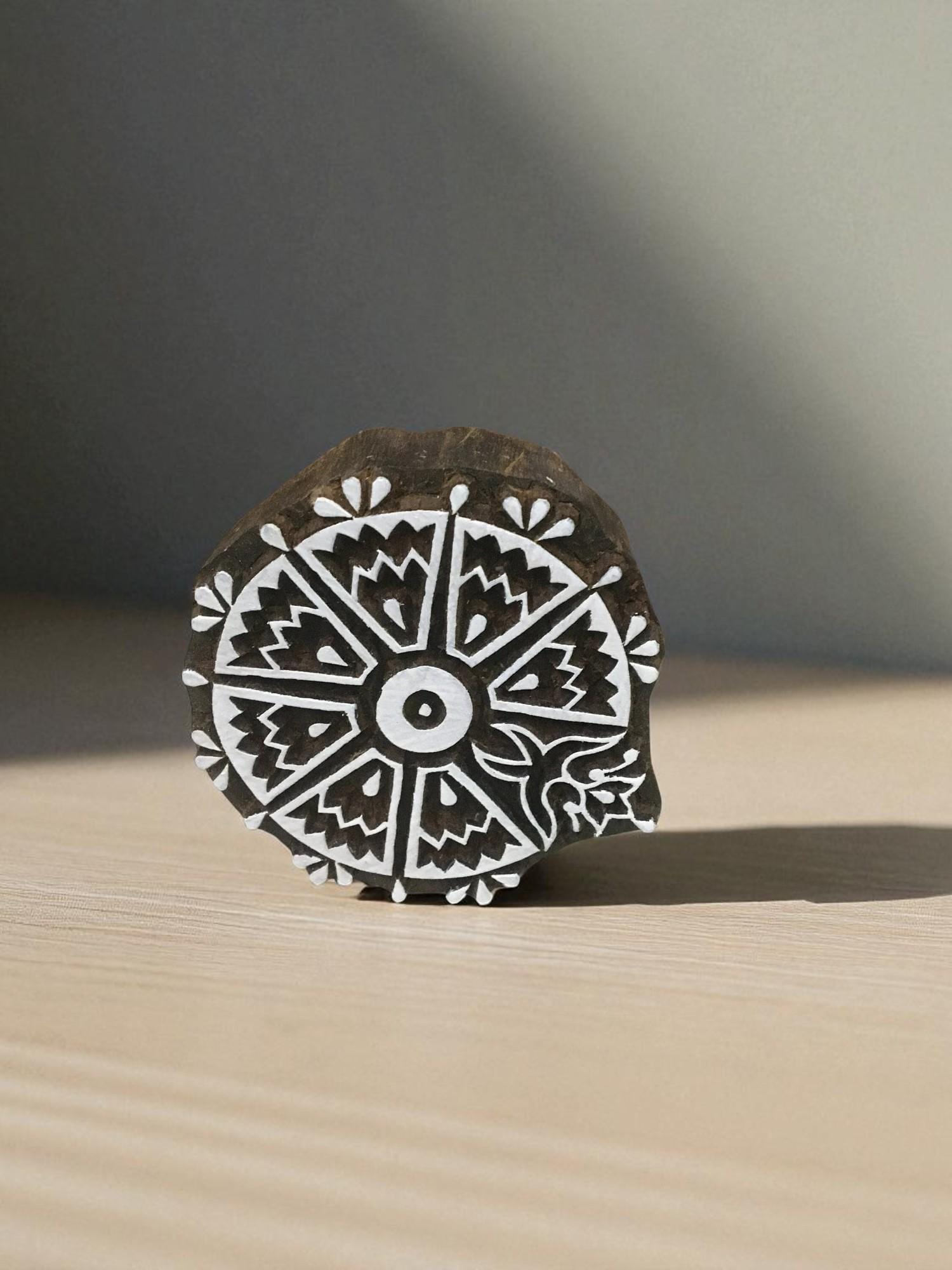 Floral Mandala Wood Stamp, Pottery & Textile Printing (7.5cm)
